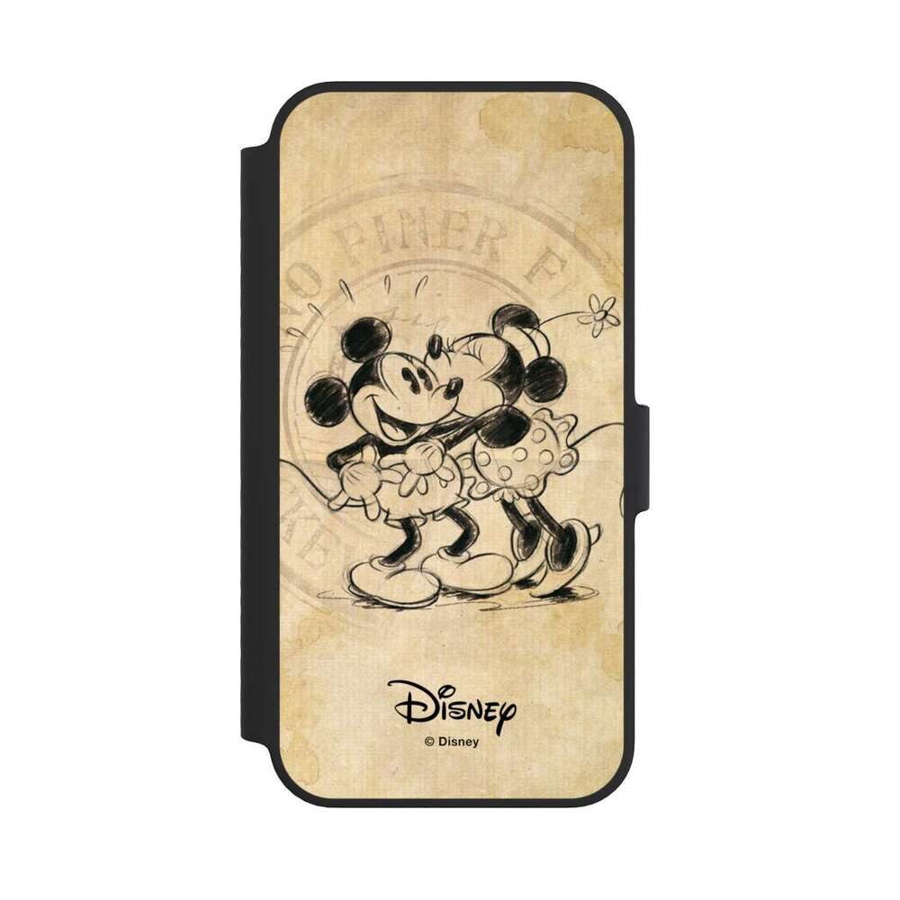 NIVOCASE Handyhülle Mickey Mouse Minnie Mouse Vintage Minnie&Mickey, Apple iPhone 14 Klapphülle Handyhülle aus Kunst Leder NIVOflip schwarz