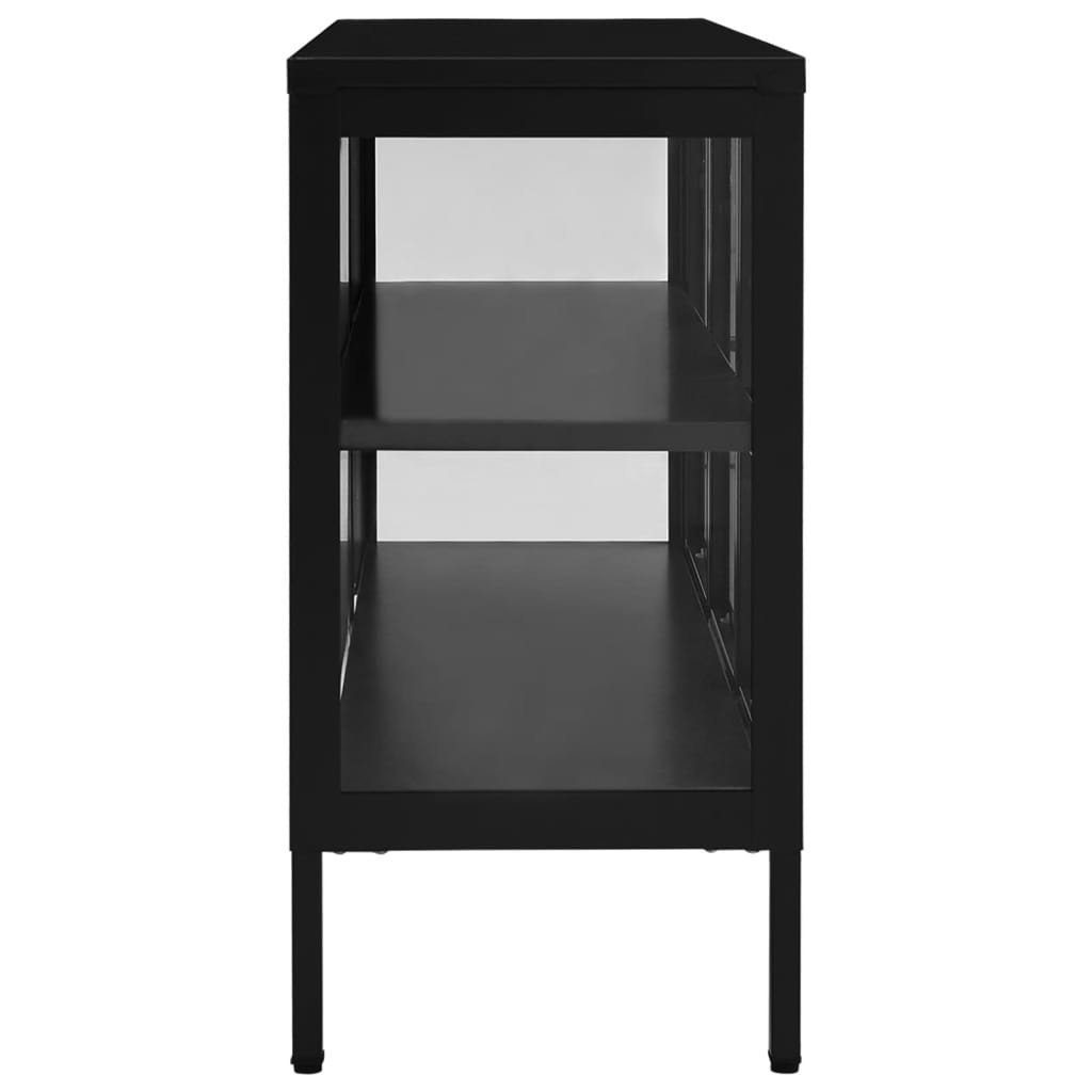 tinkaro Sideboard OLIS Stahl und Glas Kommode Schwarz günstig online kaufen