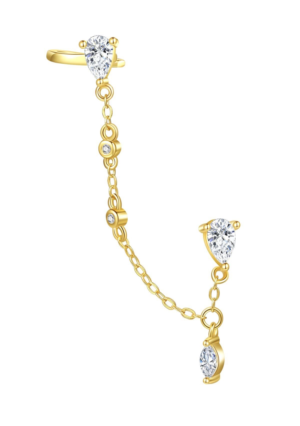 Hey Happiness Single-Ohrstecker Tropfen Zirkonia, Kettchen günstig online kaufen