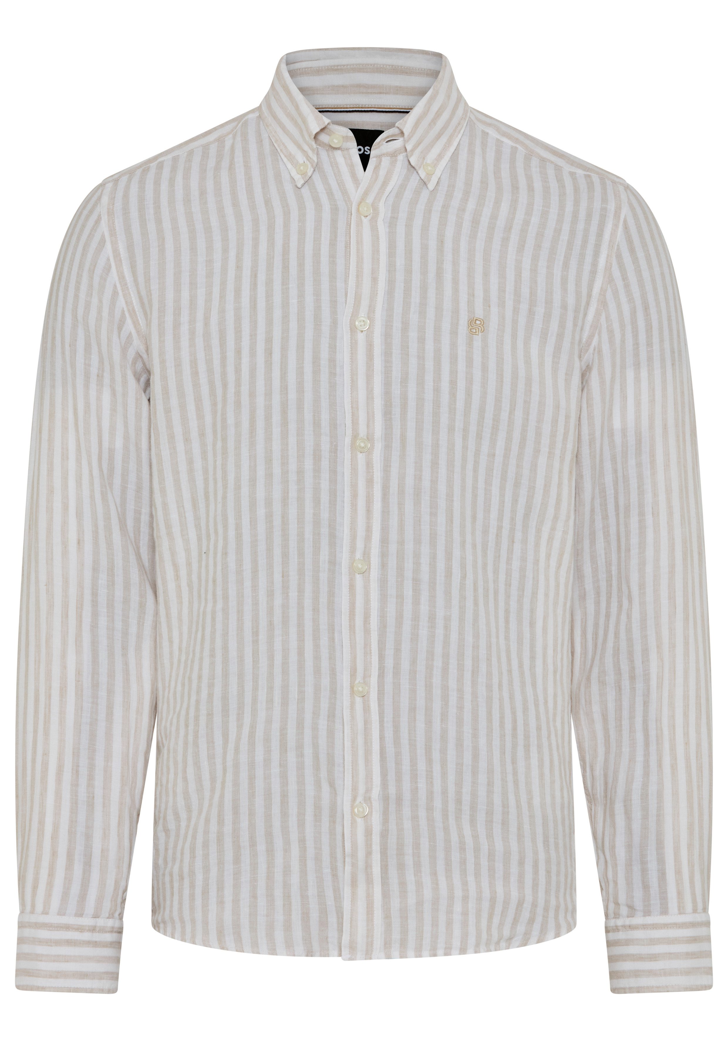 BOSS Leinenhemd LIAM 100% Seide Premium Sommerhemd Button-Down-Kragen, regu günstig online kaufen
