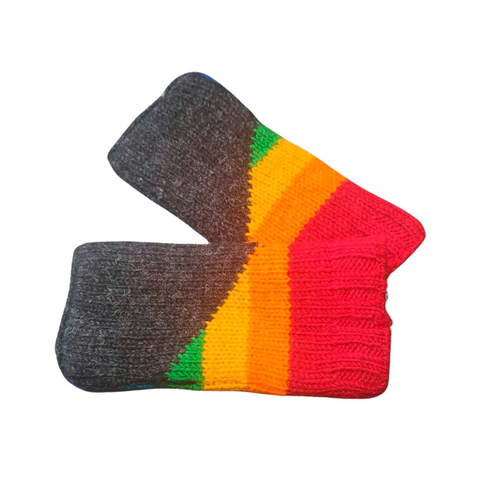 KUNST UND MAGIE Armstulpen Bunte Armstulpen Hand-/Pulswärmer Handschuhe Wolle Strick Regenbogen