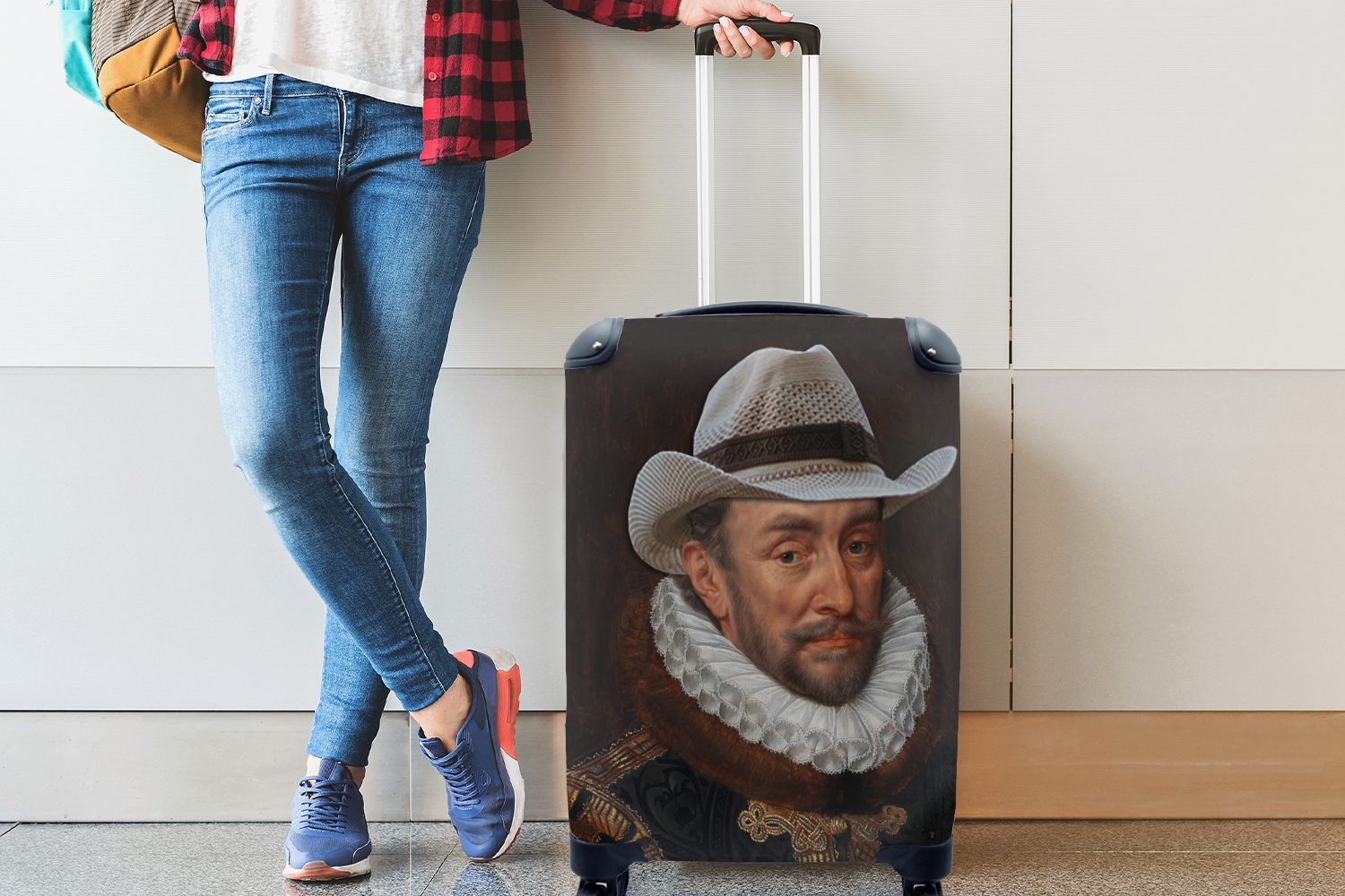 Ferien, - von Adriaen rollen, Cowboyhut, Reisekoffer Oranien - Handgepäckkoffer Trolley, mit Reisetasche MuchoWow 4 Handgepäck für Thomasz Rollen, Wilhelm