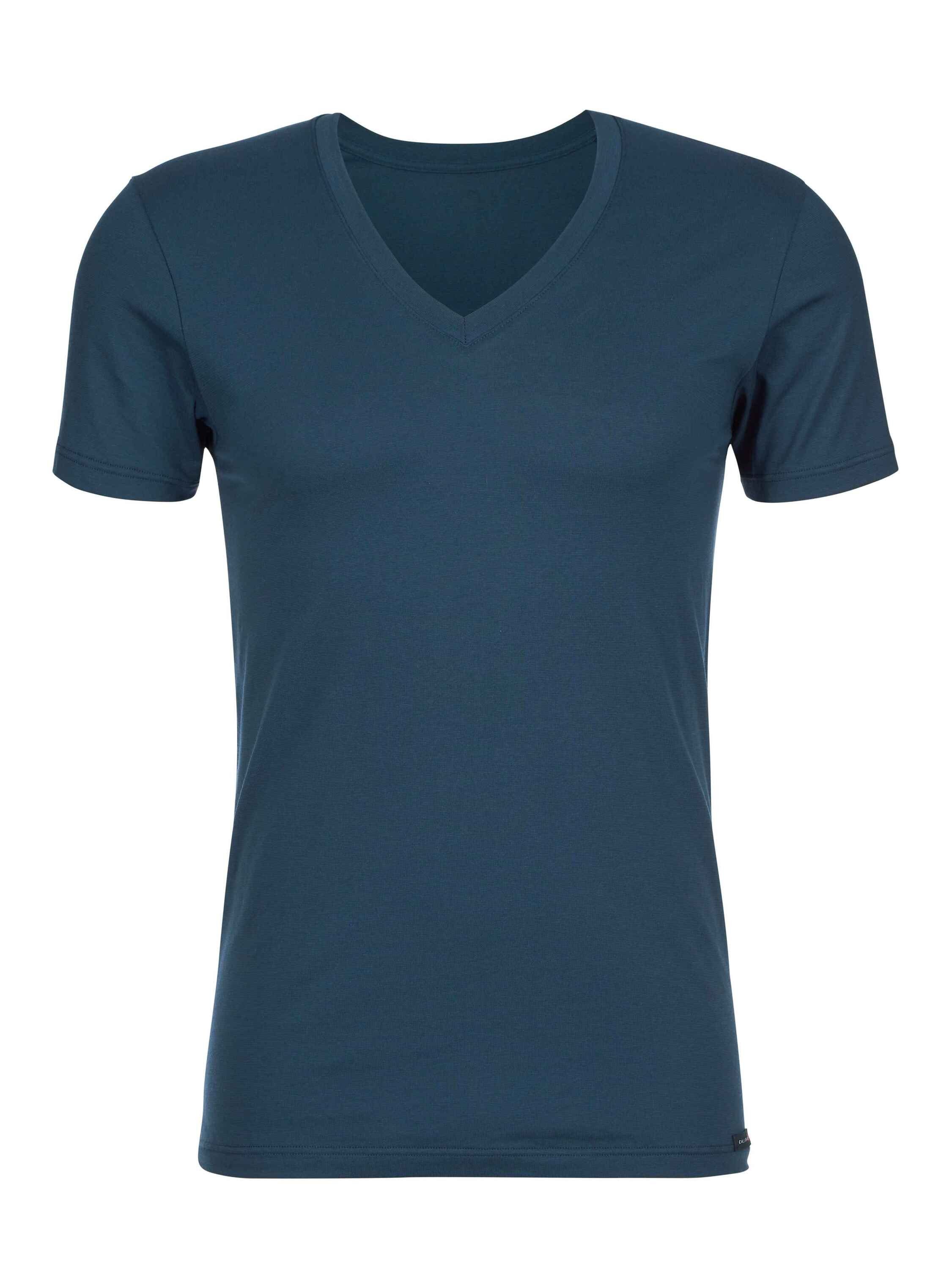 CALIDA Unterziehshirt T-Shirt mit V-Neck saragossa (1-St) blue