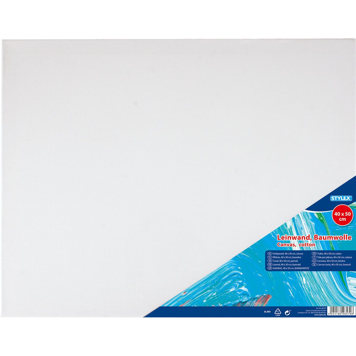 STYLEX Maltuch Keilrahmen - bespannt 40 x 50 cm weiß.