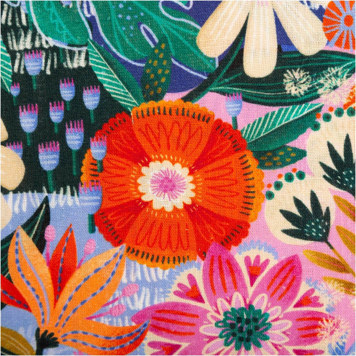 SCHÖNER LEBEN. Stoff Viskose Leinen Meterware Blumen bunt 143 cm, Digitaldruck