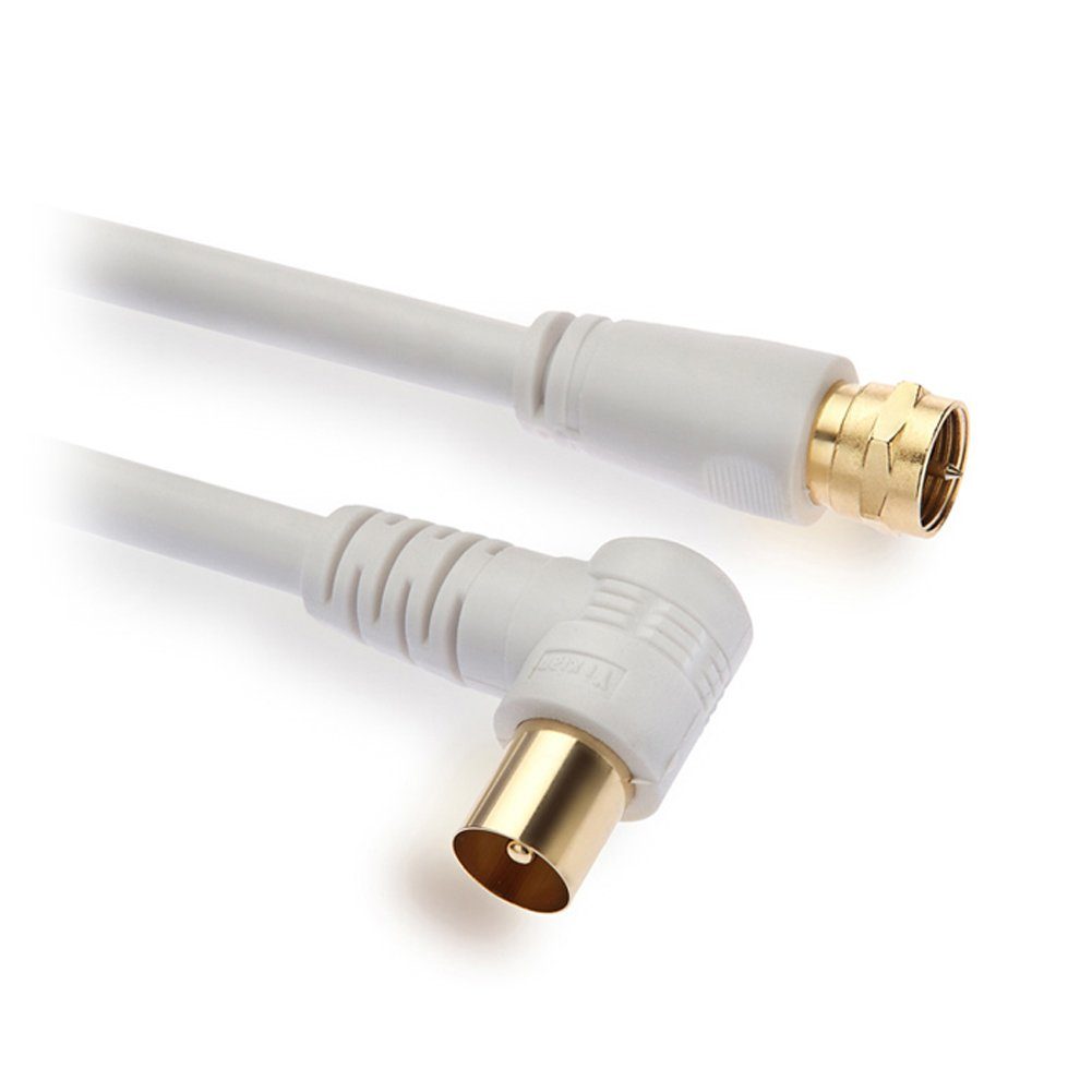 Bolwins P96C Koaxial Coax Satellit Kabel LNB Sat auf IEC Antenne F-Stecker DVB TV-Kabel, IEC-Koax-Stecker 9,5 mm (90° abgewinkelt), F-Stecker (150 cm), 75-Ohm Antennen-/Sat-Kabel für analoge und digitale Signalübertragung