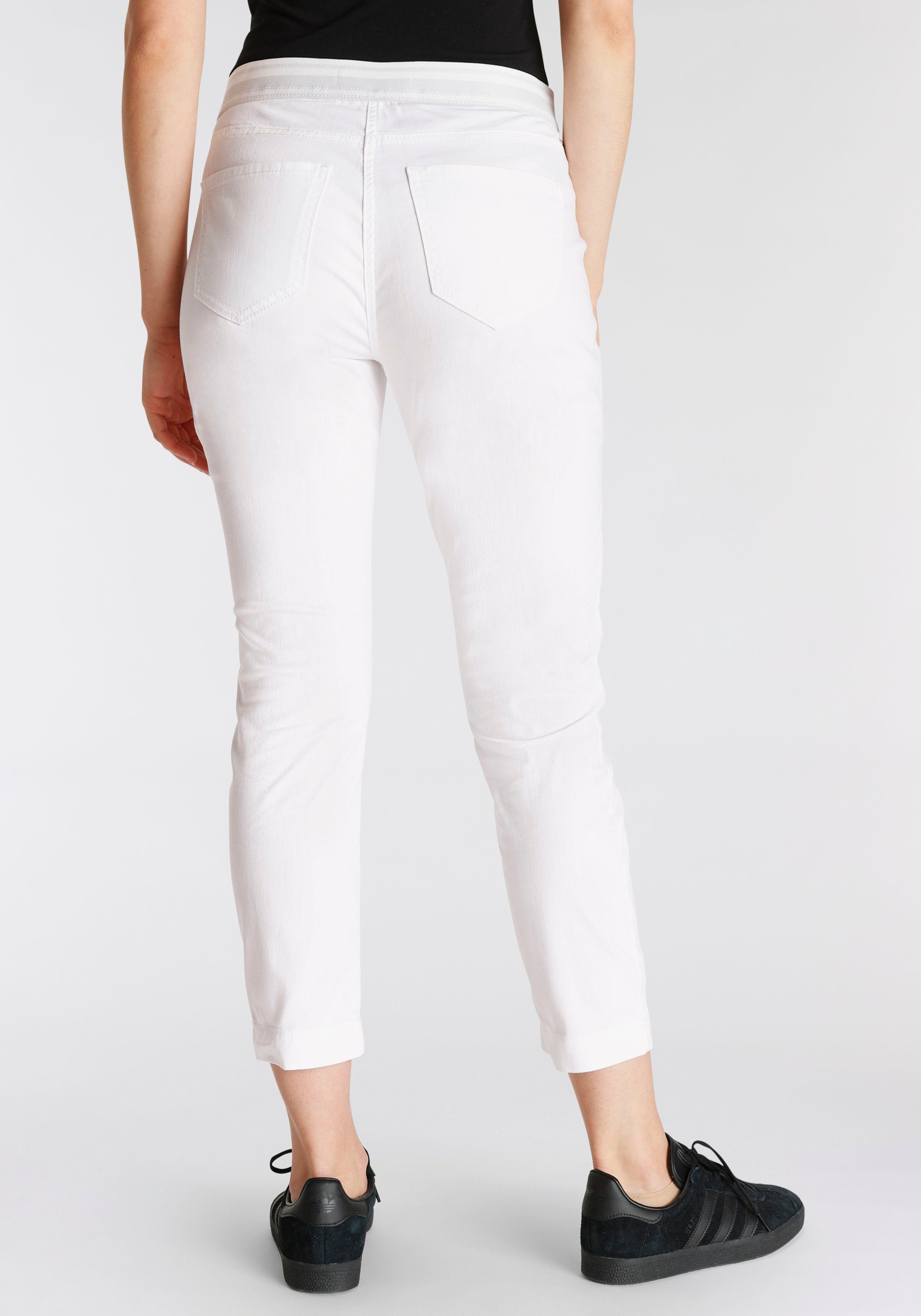 MAC 7/8-Jeans cropped elastischem denim an der Taille Bund Sport Slim white mit