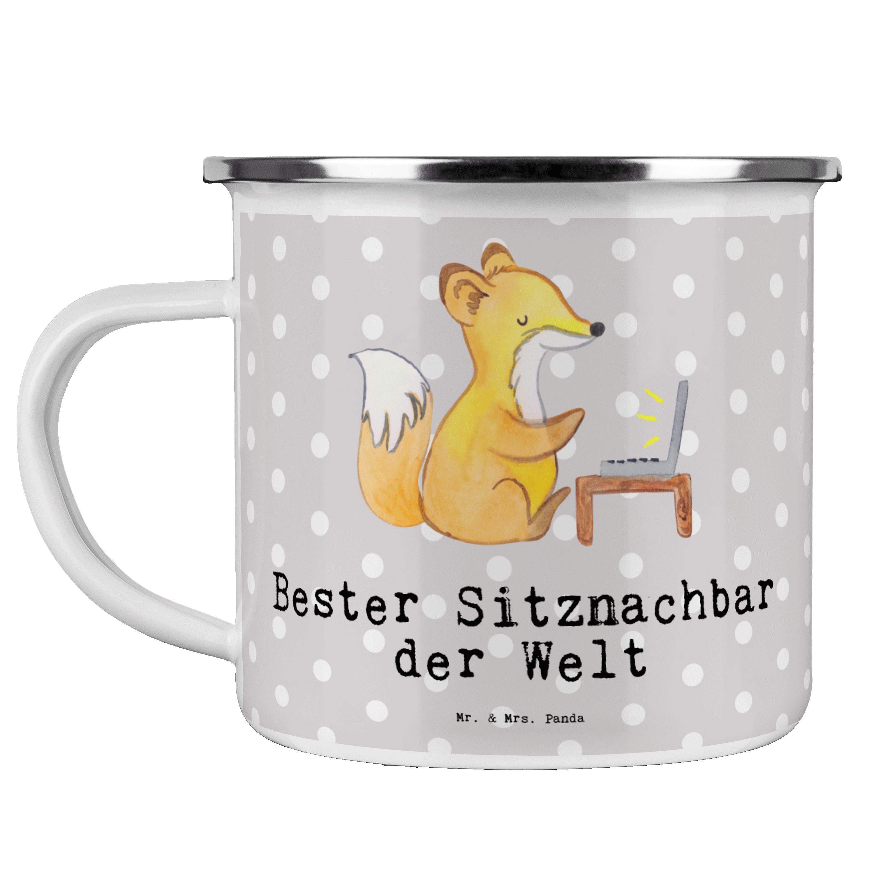 Fuchs Sitznachbar Blechtas, Mrs. Geschenk, - Bester & Welt der Becher Pastell Emaille - Grau Mr. Panda