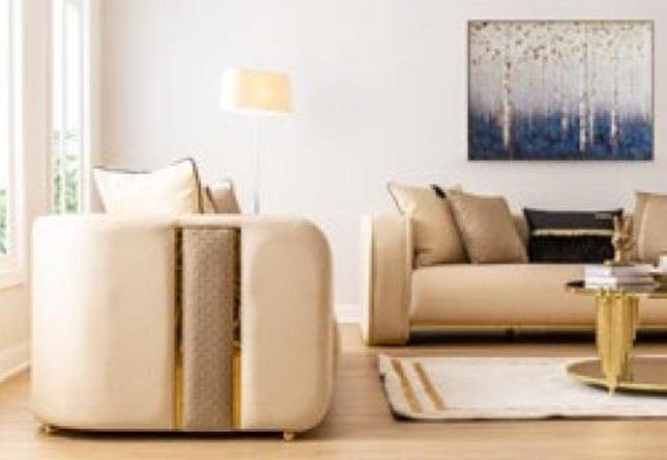 JVmoebel 3-Sitzer Sofa 3 Sitzer Sitz Sofas Modern beige Polstersofa Stoff Design Textill