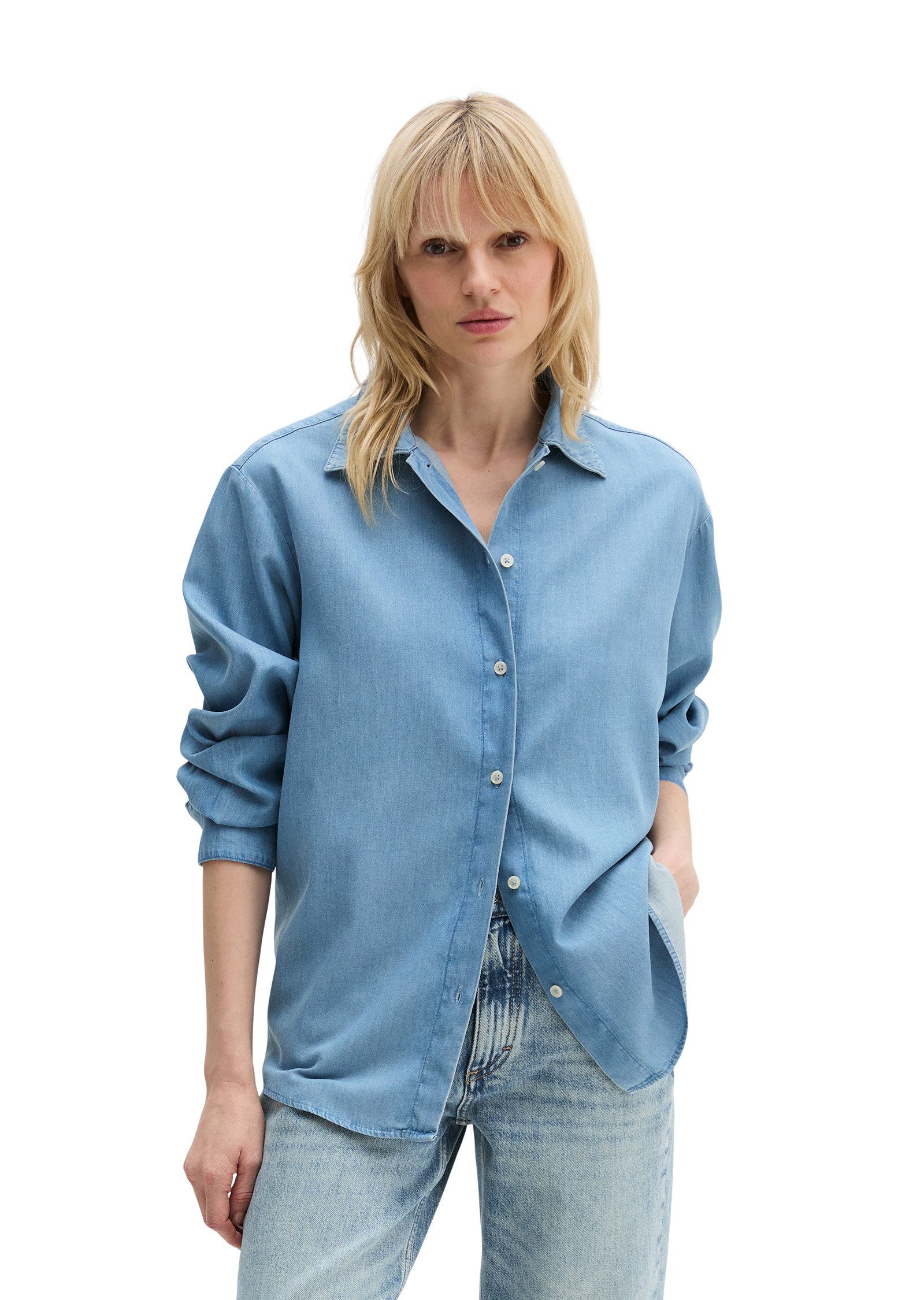 Jeansbluse aus TENCEL™ Lyocell-Baumwolle-Mix
