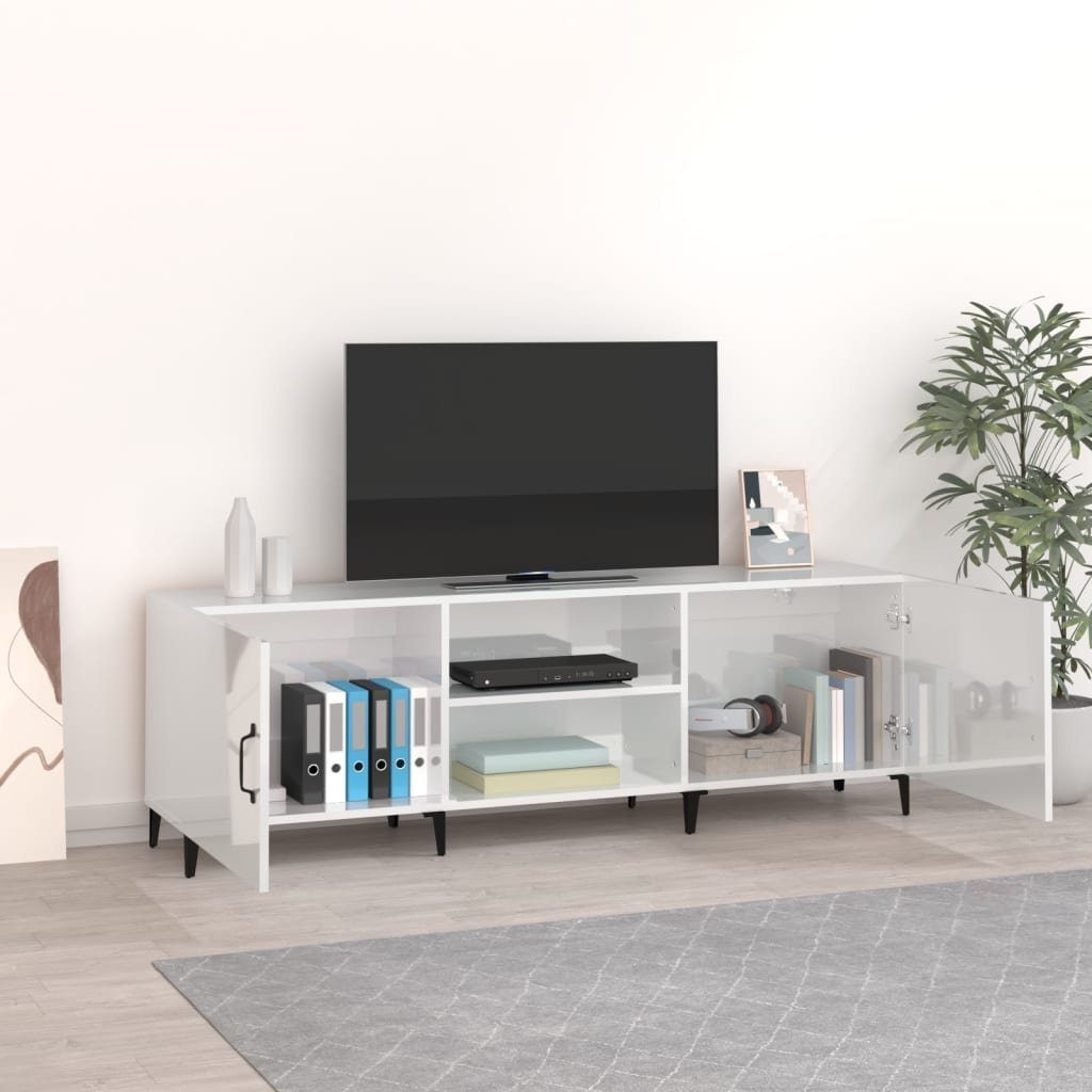 furnicato TV-Schrank 150x30x50 cm Holzwerkstoff Hochglanz-Weiß
