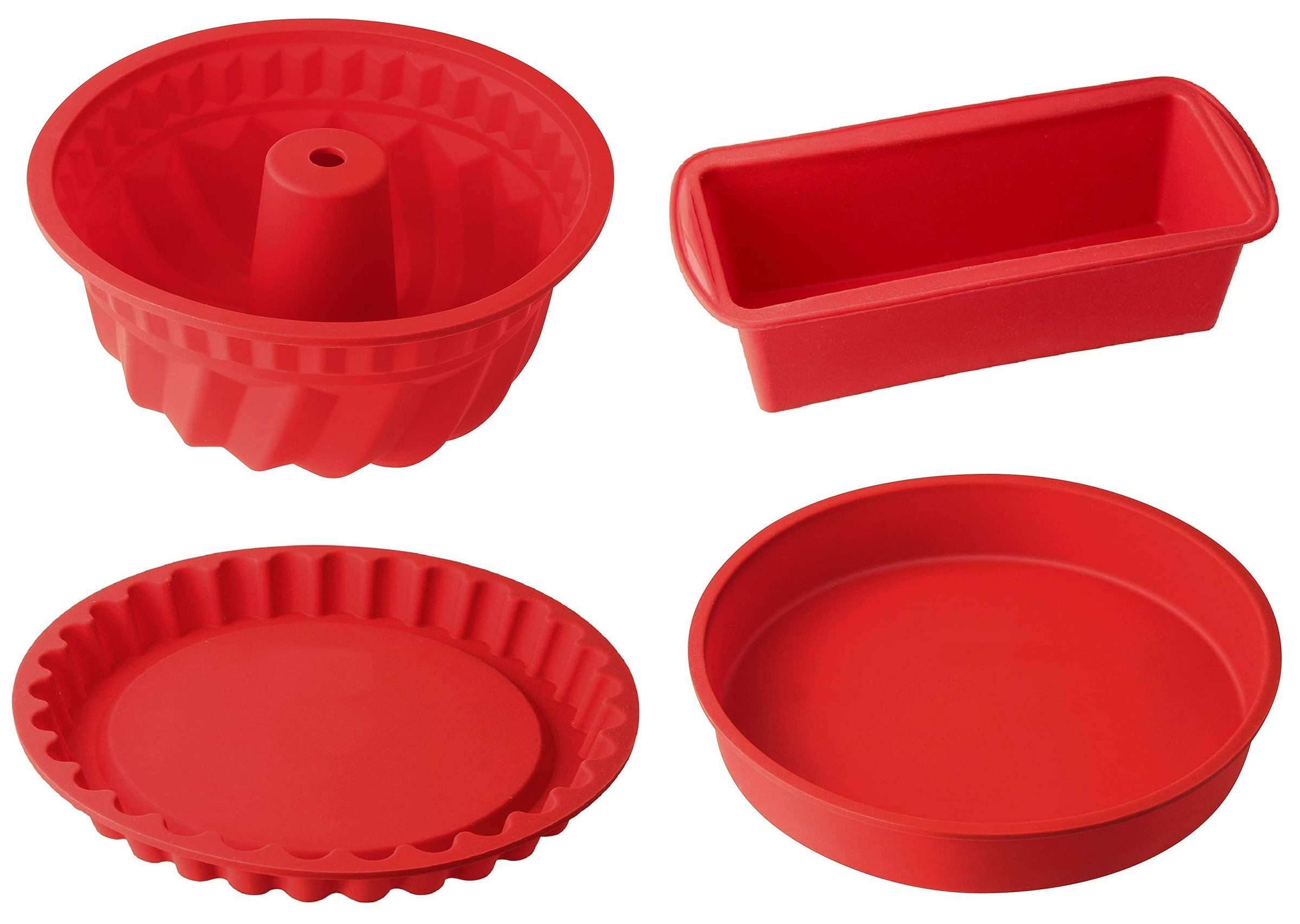 Dr. Oetker Küchenhelfer Backform Dr. Oetker - Silikon Flexxibel 4er Set Rot Rund Obst Kasten Gugelhupf