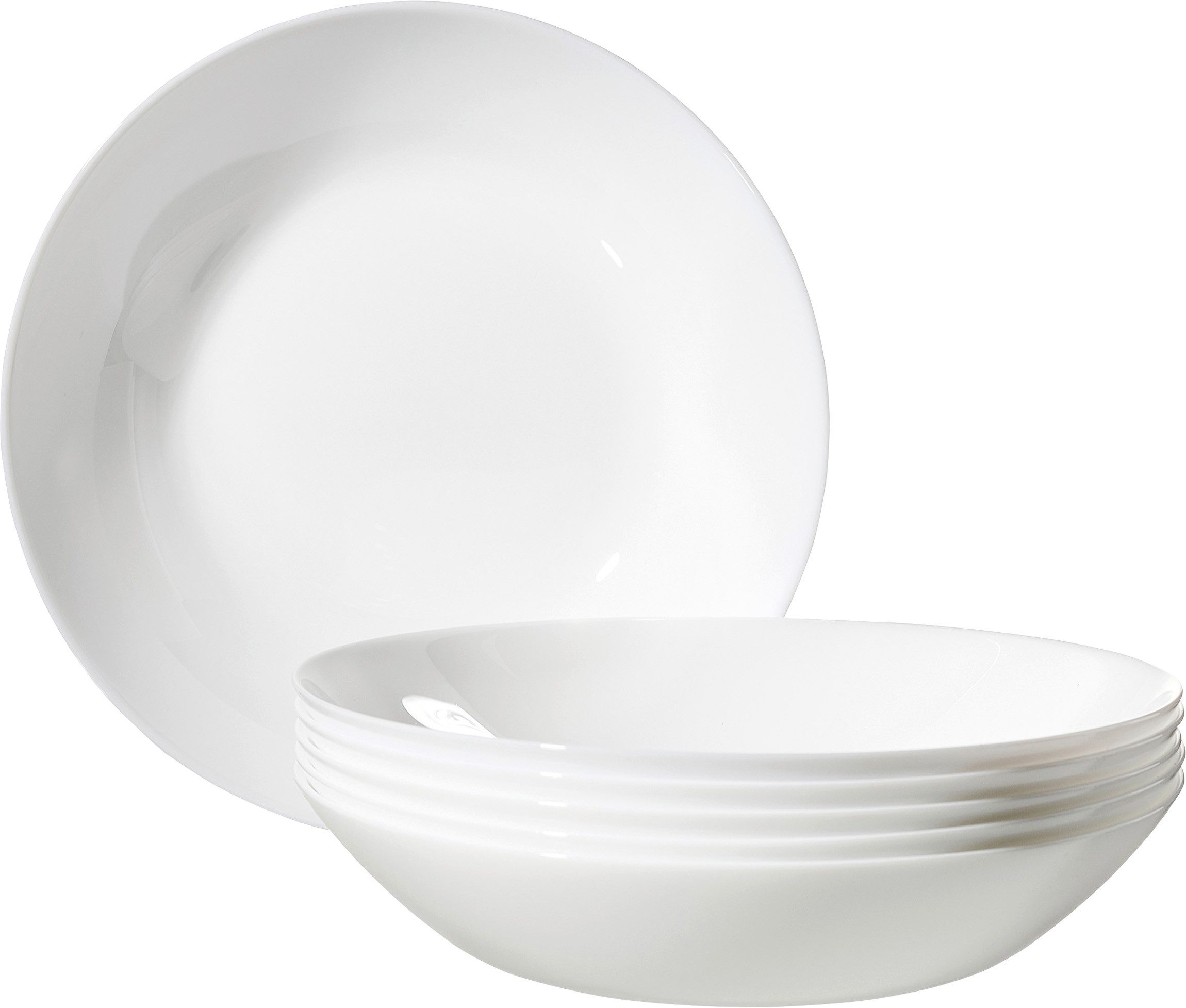 Suppenteller Teller fresh Ø 20 cm weiß 6er Set Opal Glas