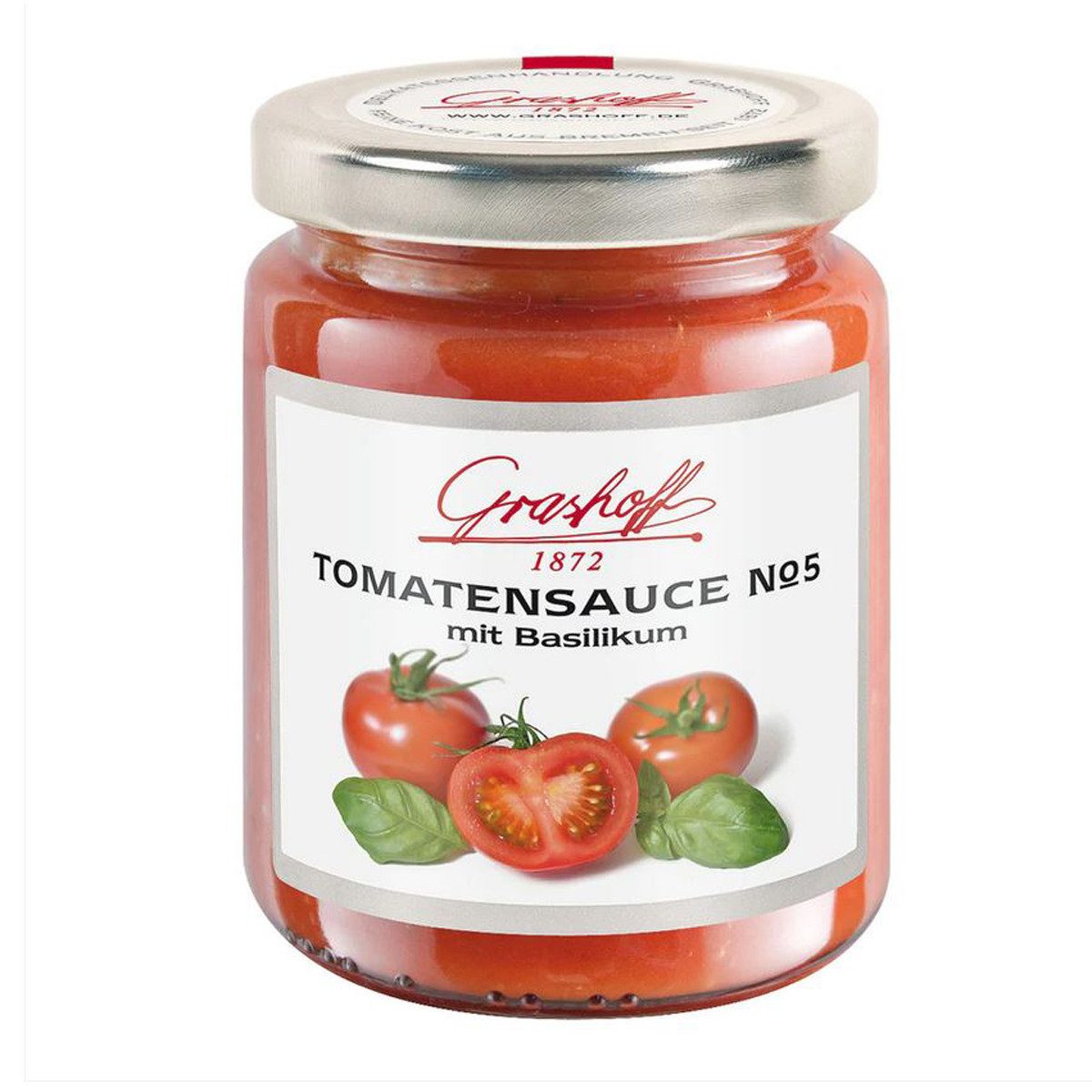 Grashoff Saucen, Grashoff Tomatensauce No. 5 würzig fruchtig mit Basilikum 200ml
