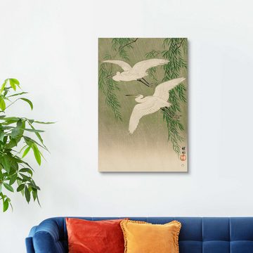 Posterlounge Holzbild Ohara Koson, Weiße Reiher, Arztpraxis Japandi Malerei