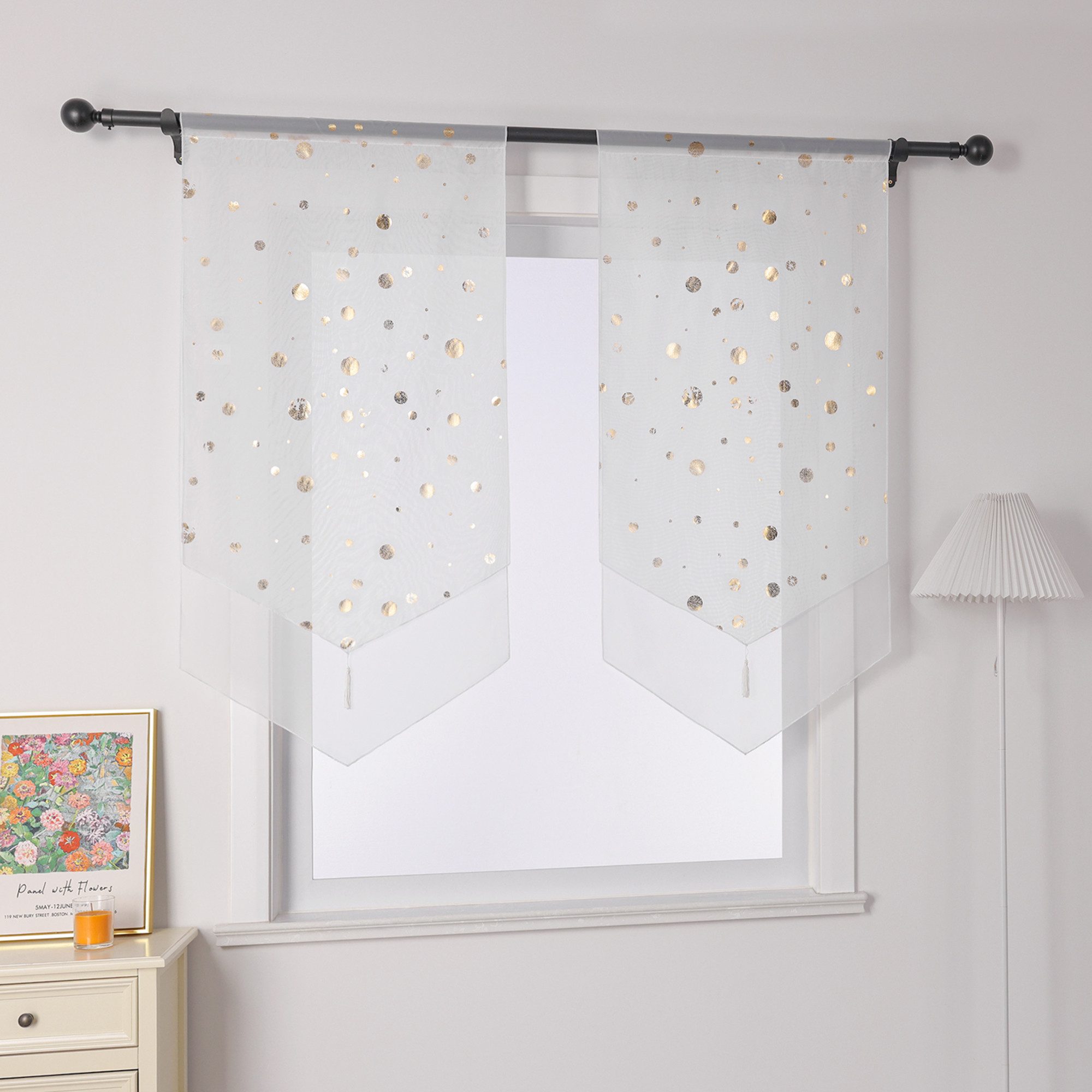 Joyswahl Scheibengardine Daria (1 St), Stangendurchzug, Glänz Kreise günstig online kaufen