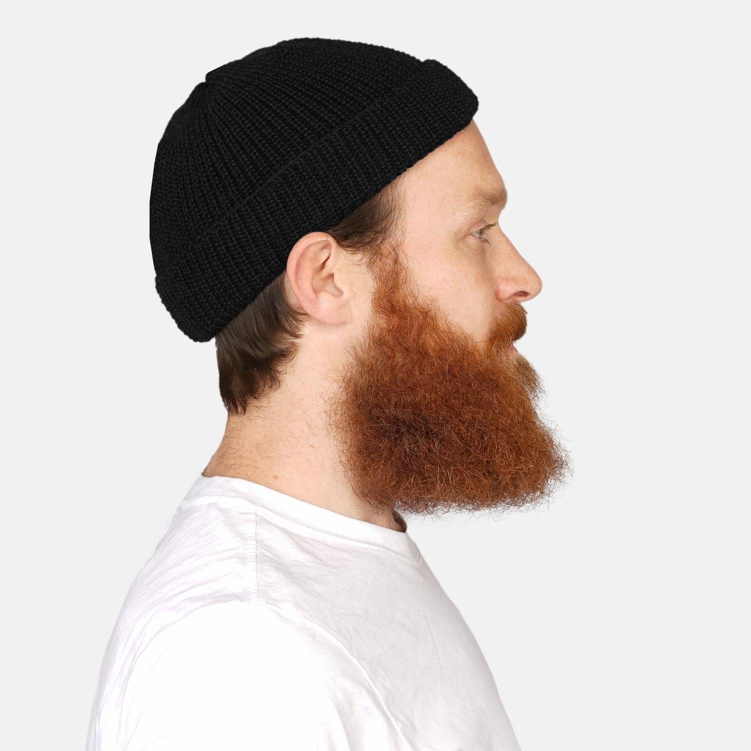 HANSEHELD Strickmütze Seebär Dockermütze Seemannsmütze kurz flach GOTS - Made in Germany – Bild 2 von 3
