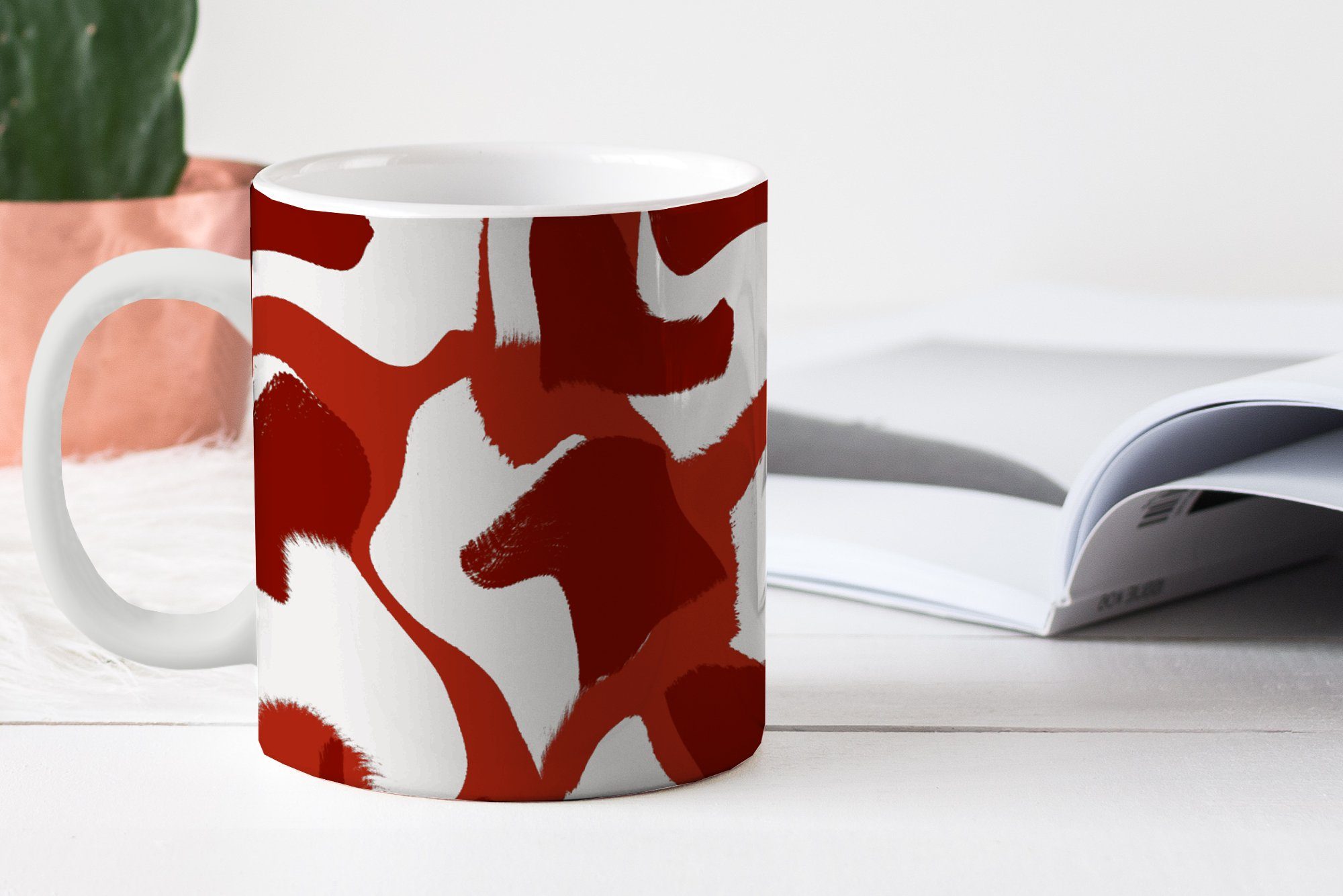 MuchoWow Tasse Abstrakt - Geschenk Braun Keramik, Teetasse, Farben - - Kaffeetassen, Becher, Teetasse, Pastell