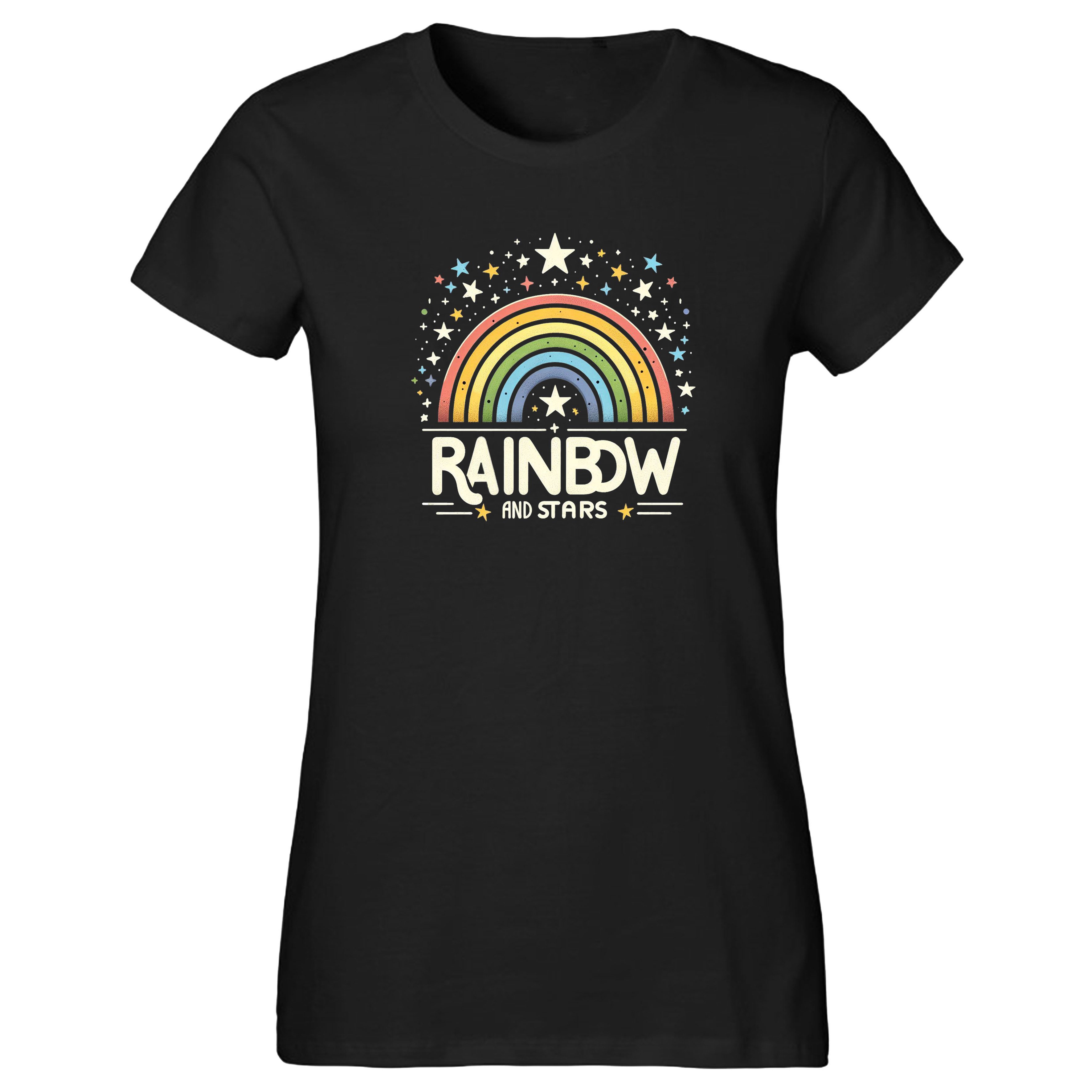 Banco T-Shirt Damen Kurzarm Rainbow Print Unifarben hochwertiger Print