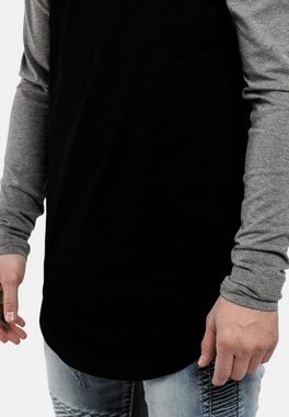Blackskies T-Shirt Baseball Longshirt T-Shirt Schwarz Grau Large