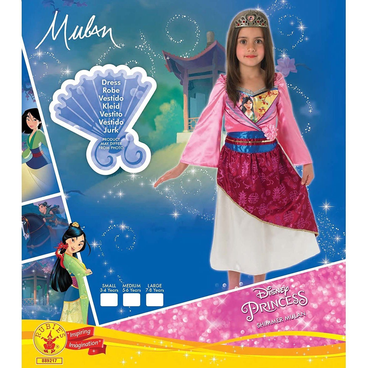 Rubie´s Prinzessin-Kostüm Disney Prinzessin Mulan Glanzkostüm für Kinder, Klassische Märchenprinzessin aus dem Disney Universum