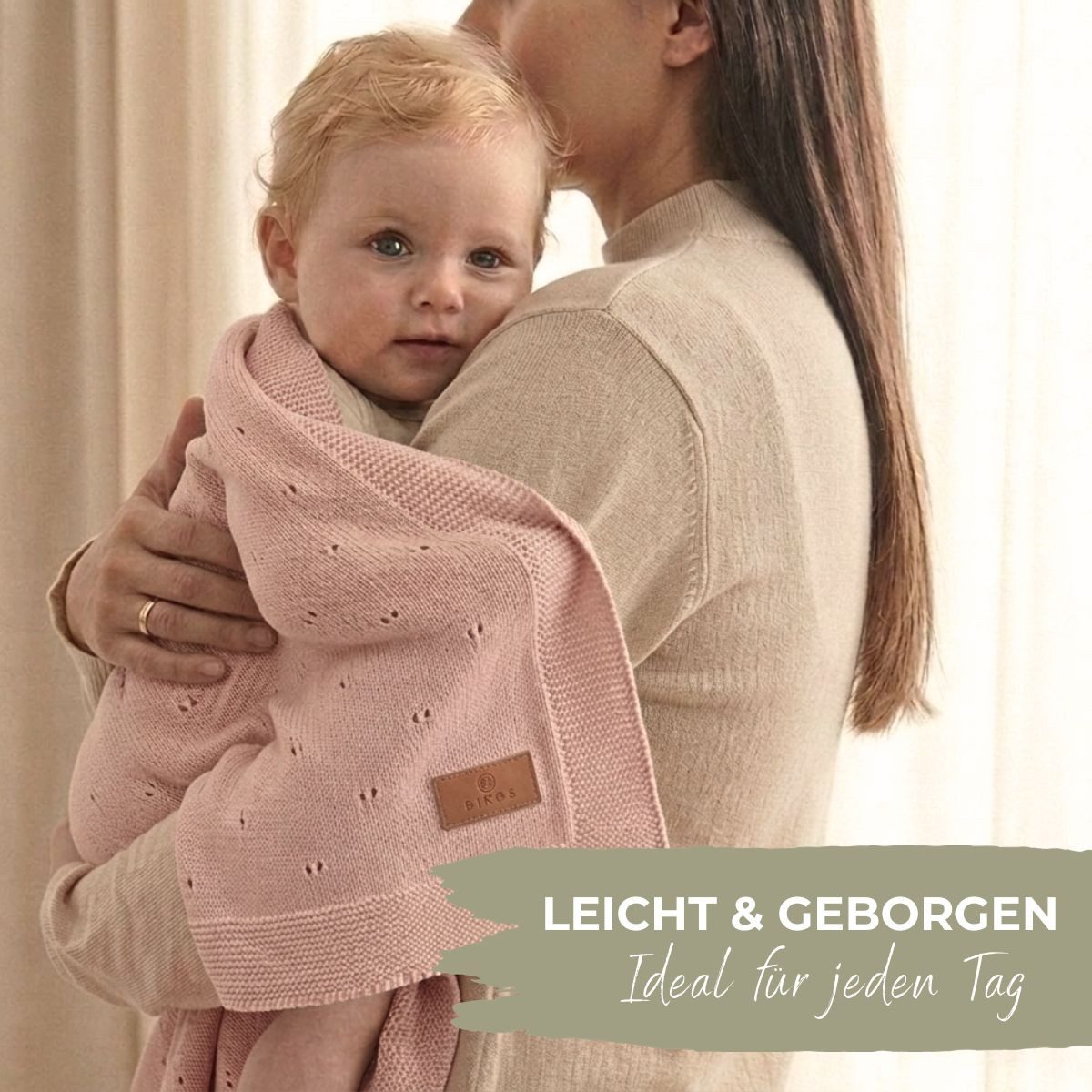 Babydecke DIKOS® Babydecke aus *100%* Bio Baumwolle, Strickdecke, Geschenk, DIKOS, PREMIUM Qualität, 75x100 cm, atmungsaktiv, nachhaltig, kuschelweich