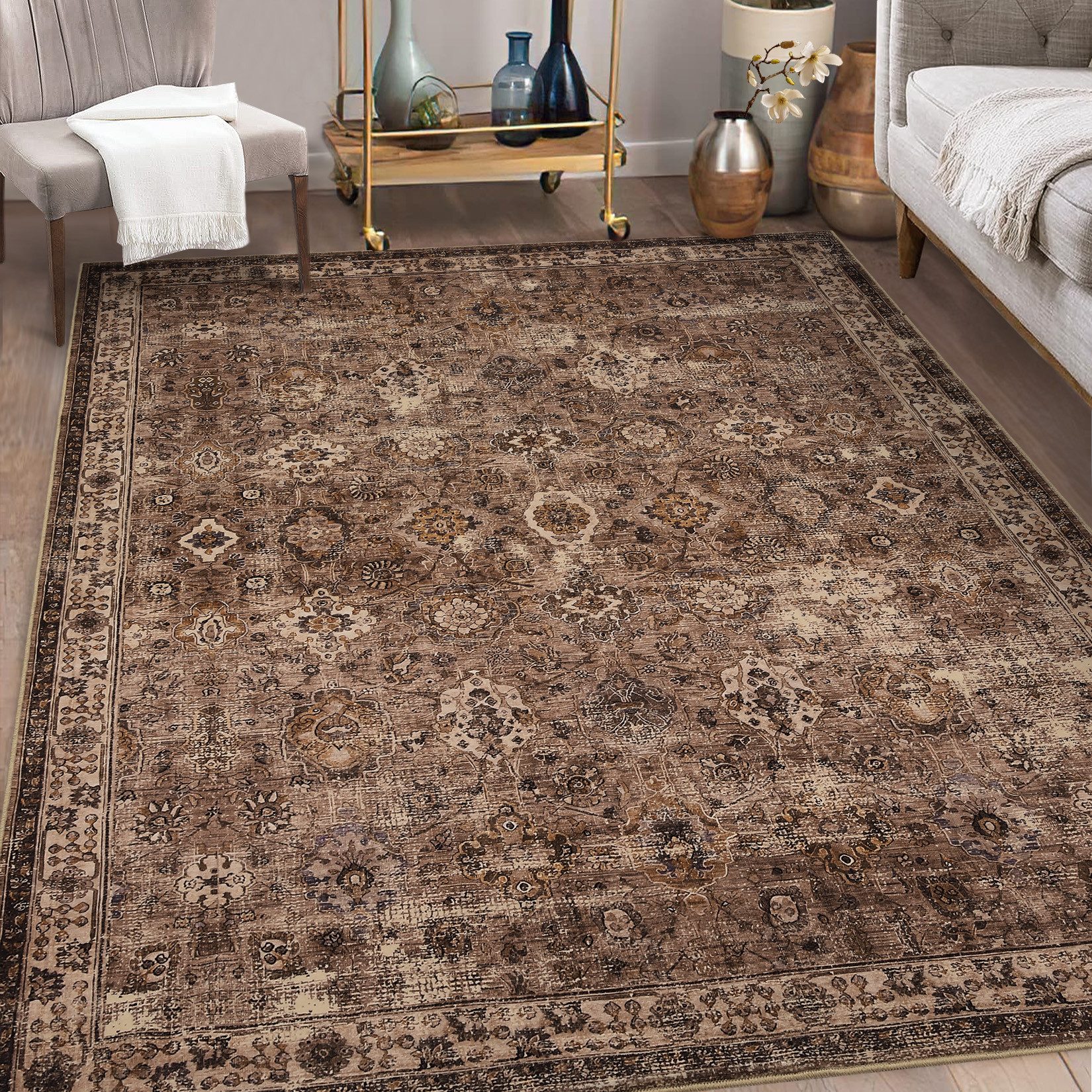 GarveeMore Teppich Wohnzimmer Vintage Waschbarer Teppiche günstig online kaufen