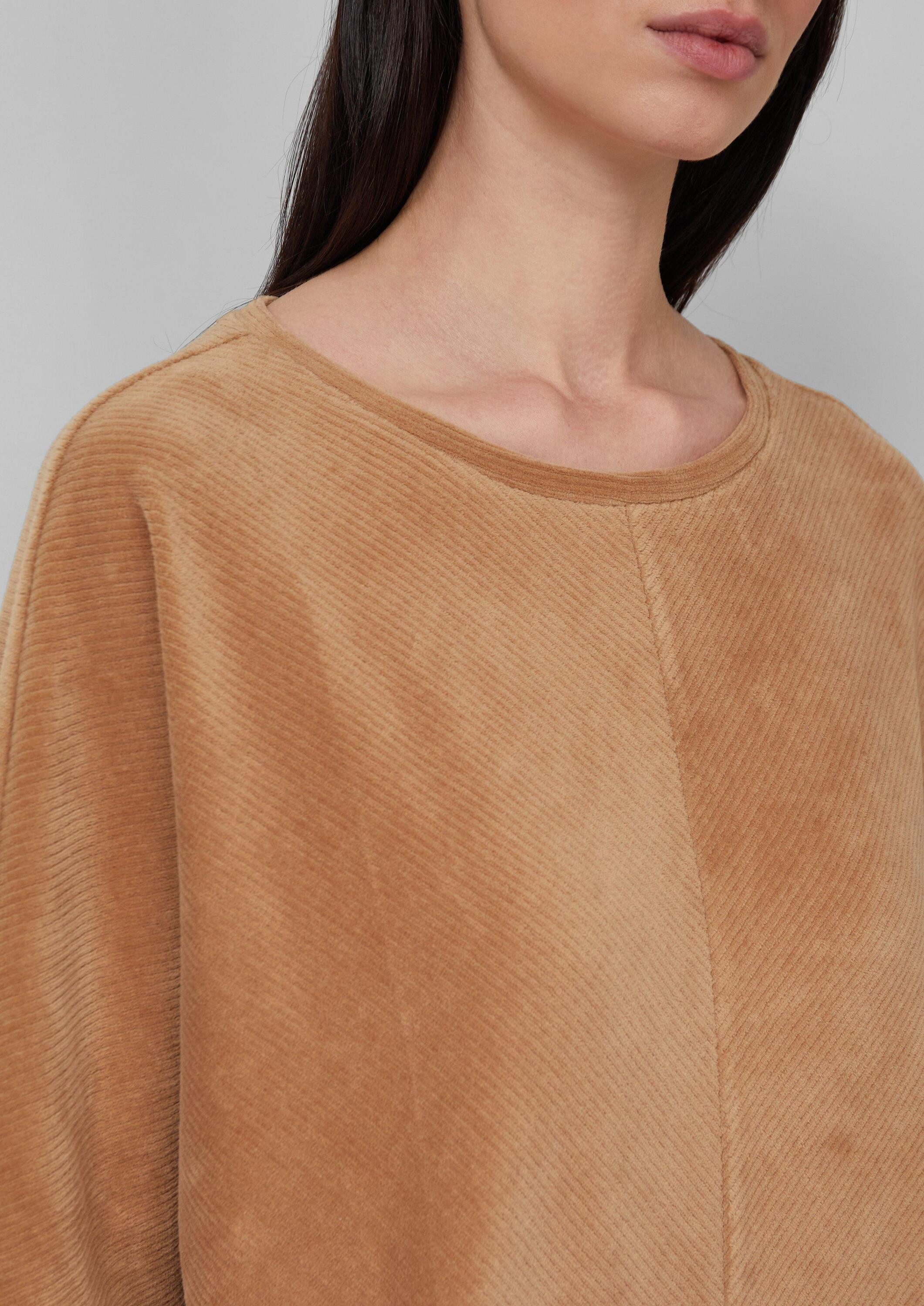 s.Oliver 3/4 Arm-Pullover Sweatshirt Cord-Shirt mit Teilungsnaht und Fledermausärmeln