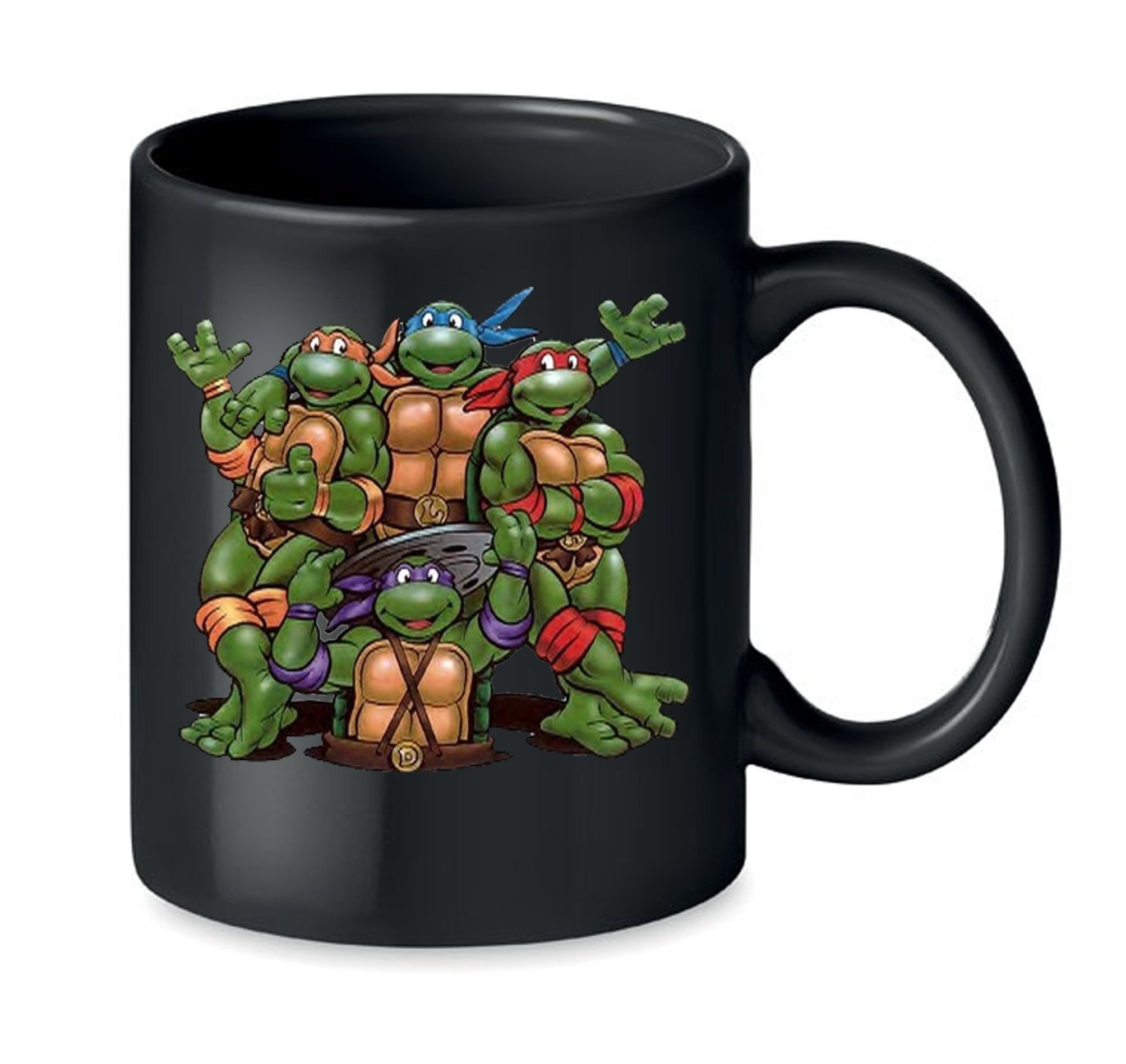 Blondie & Brownie Tasse Turtles Schildkröten Ninja Cartoon Retro Nerd, Keramik Schwarz