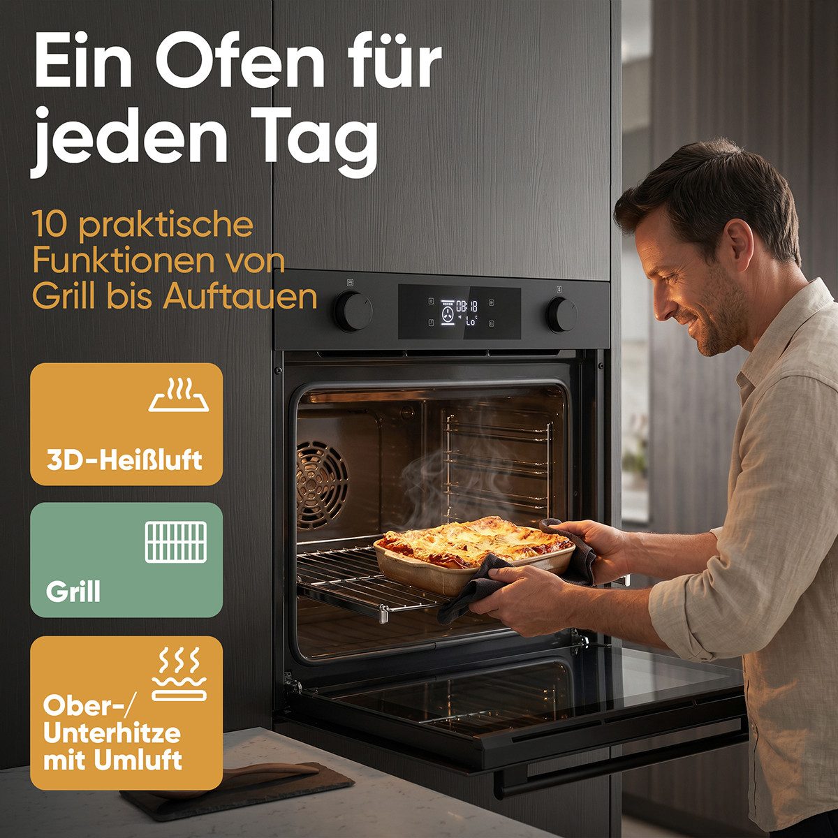 BOMANN Einbaubackofen EBO 7913, mit mattem Glas, Energieklasse A, Grill, Heißluft