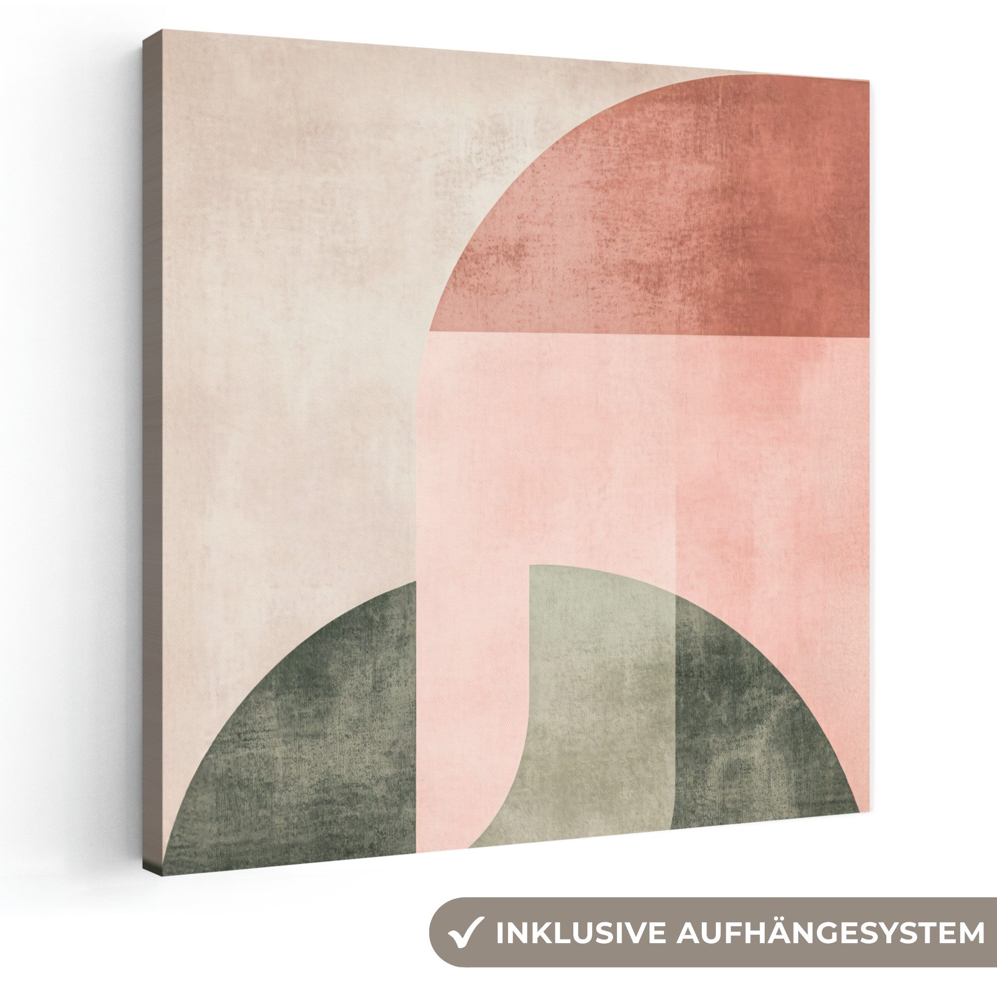 OneMillionCanvasses® Leinwandbild Kreis - Abstrakt - Rosa, Fotodruck (1 St), Wandbild, Deko Schlafzimmer Wohnzimmer Flur 20x20 cm
