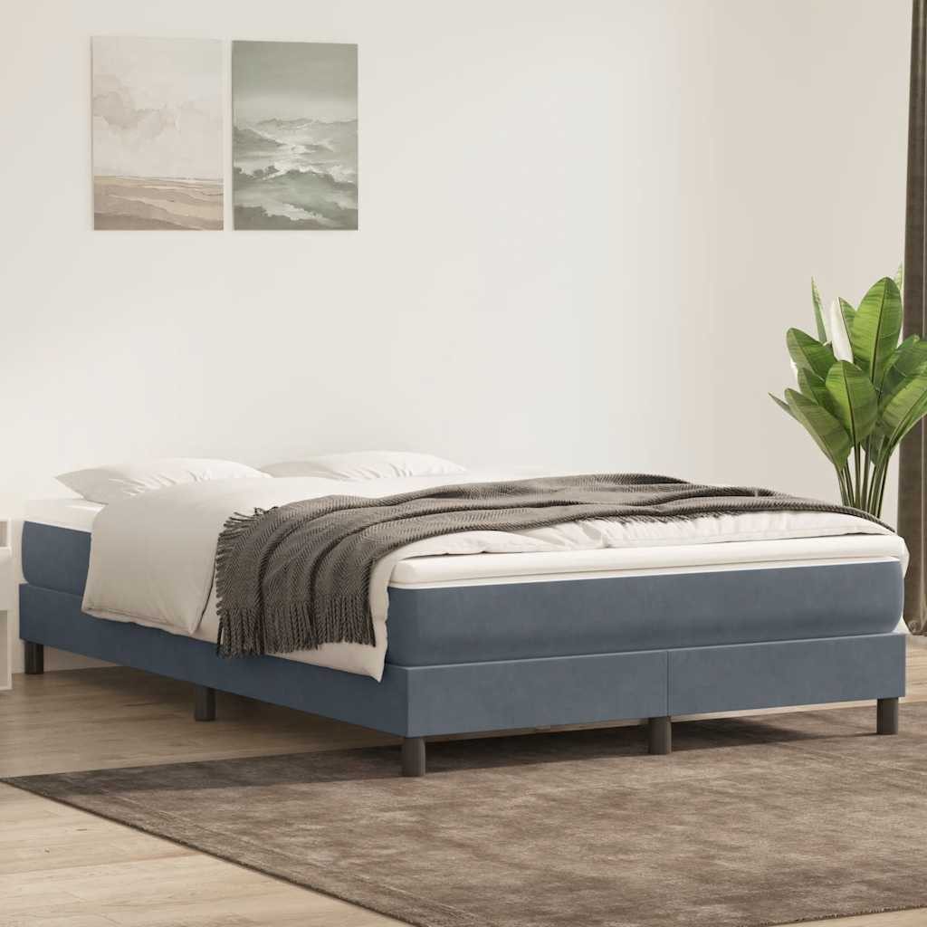 vidaXL Bett Boxspringbett ohne Matratze Dunkelgrau 160x220 cm Samt