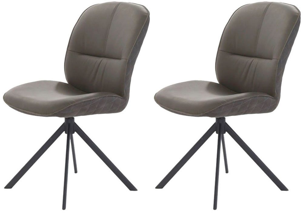 Jockenhöfer Gruppe Esszimmerstuhl (Set, 2 St), 4-Fuss Stuhl, Echtleder, inklusive Drehfunktion (360), Materialmix