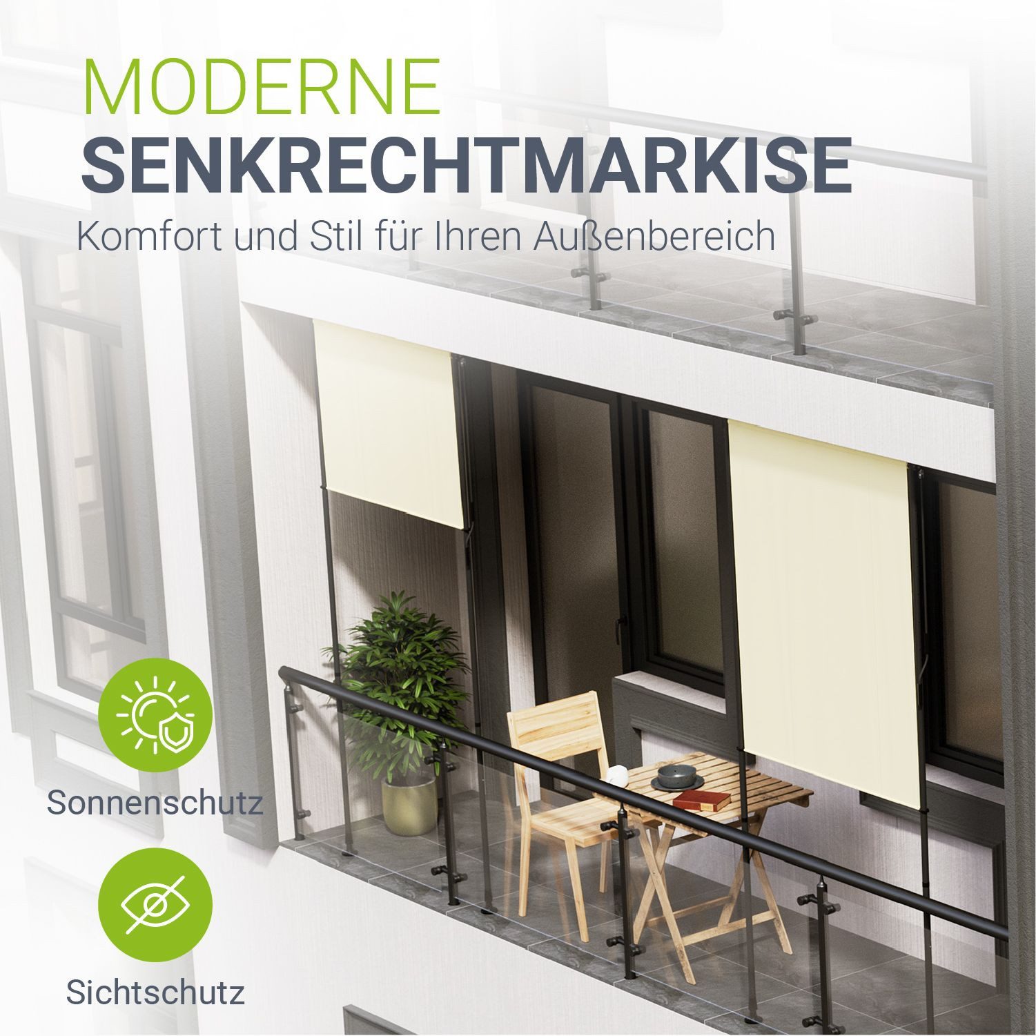 Juskys Senkrechtmarkise Barbados Klemmmontage ohne Bohren, günstig online kaufen