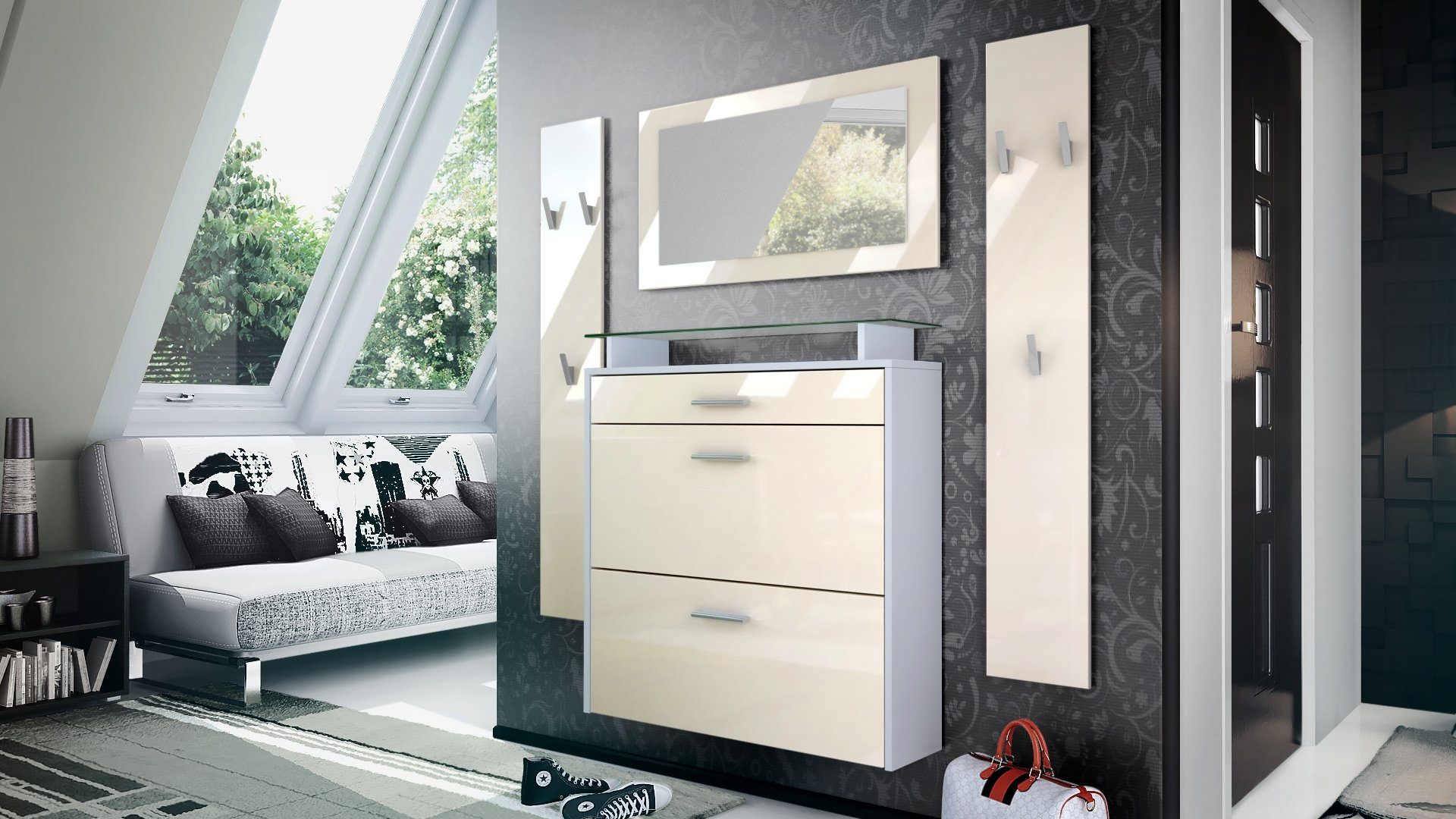 Vladon Garderoben-Set Malea, (Garderobenset bestehend aus 1 Hängeschuhschra günstig online kaufen