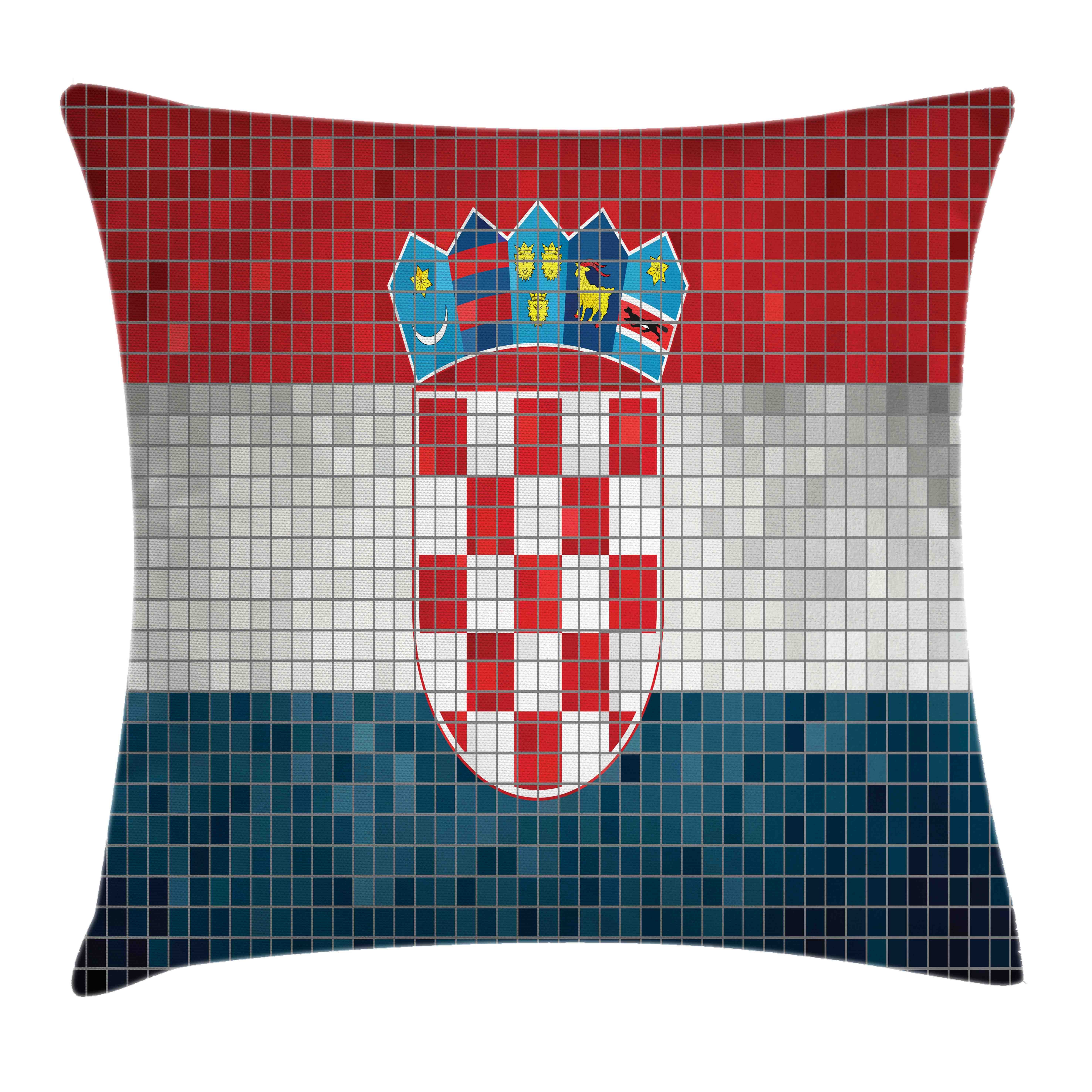 Farbfesten Mosaik-Quadraten Farben Stück), Druck, (1 Waschbar mit Klaren mit Abakuhaus Kissenhülle Kissenbezüge Flagge Beidseitiger mit Kroatien Reißverschluss