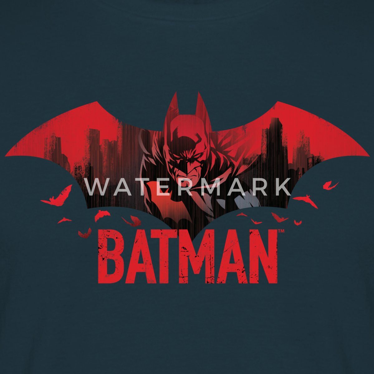 Spreadshirt T-Shirt Batman Mit Fledermäusen Und Rotem Batman-Logo Männer T-Shirt (1-tlg)