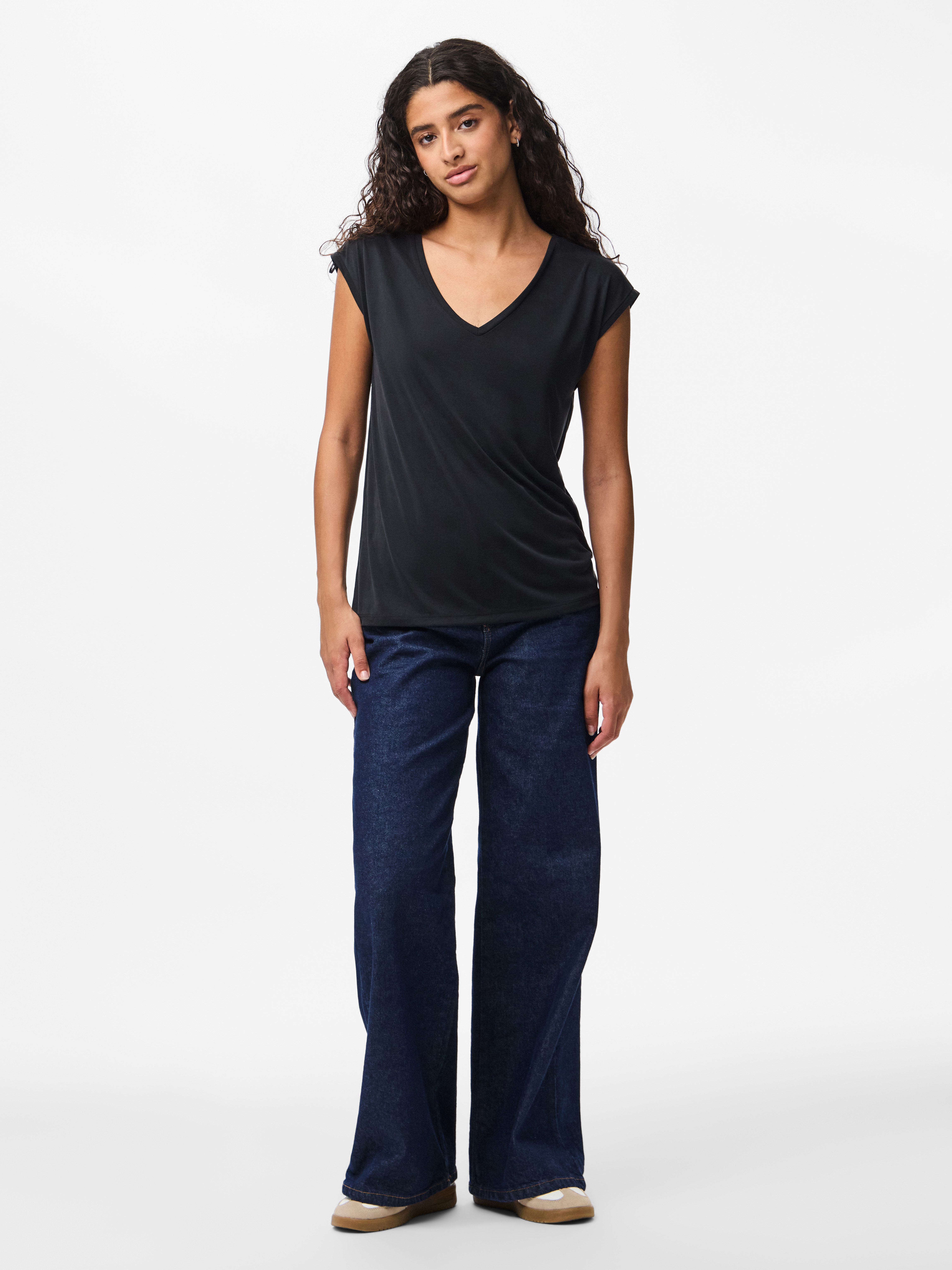 pieces Kurzarmshirt PCKAMALA TEE NOOS BC Materialmix, regular fit