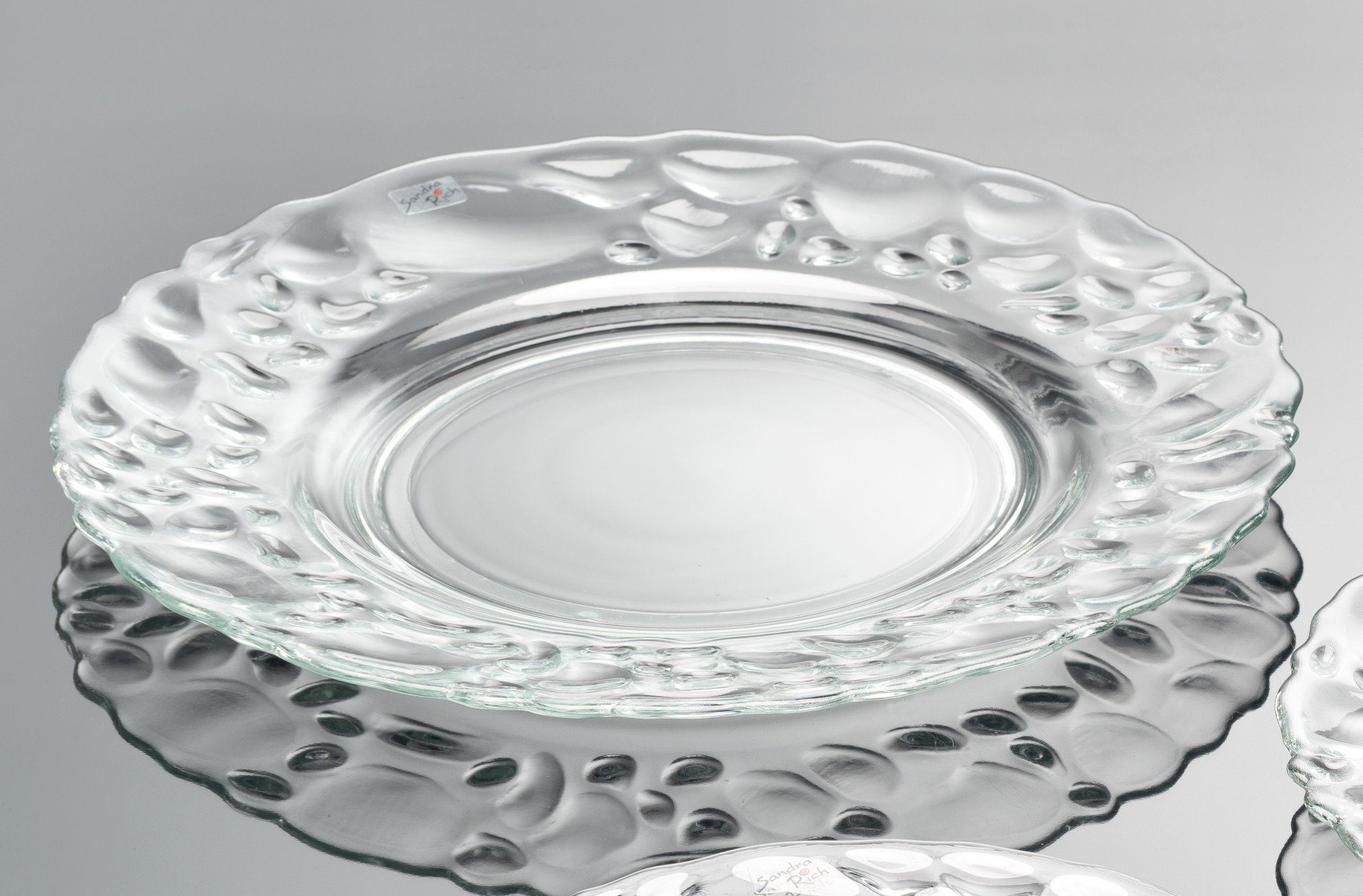 Sandra Rich Kerzentablett Glasteller Pebble klar rund von Sandra Rich