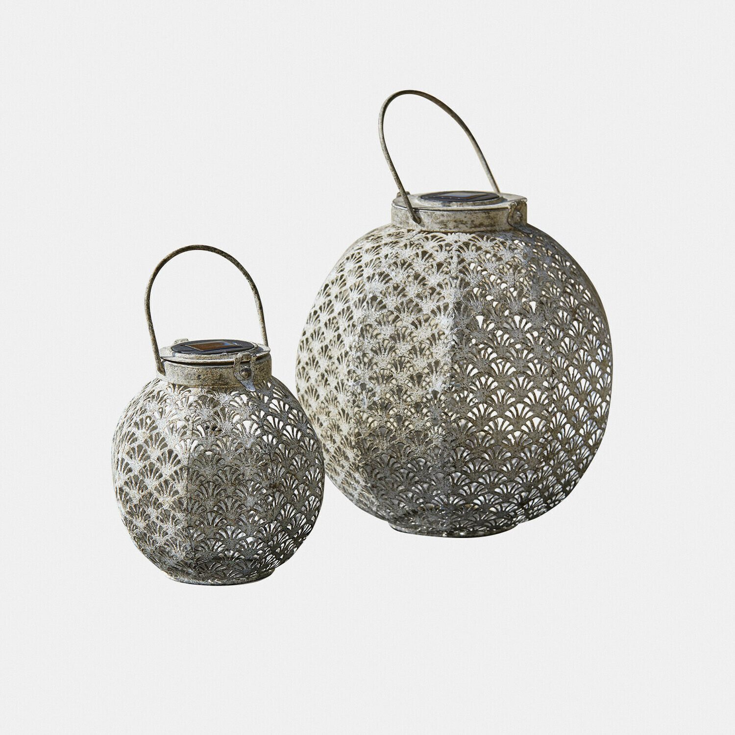 Mirabeau LED Laterne Solar-Laterne 2er Set Omirah antikgrau