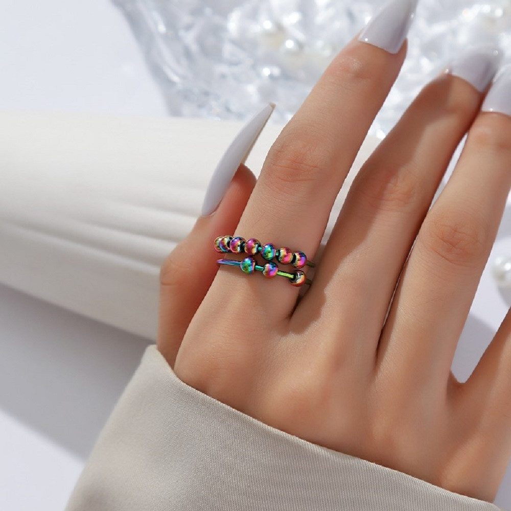 Eyecatcher Fingerring Anti Stress Ring bunte bewegliche Kügelchen One Size günstig online kaufen