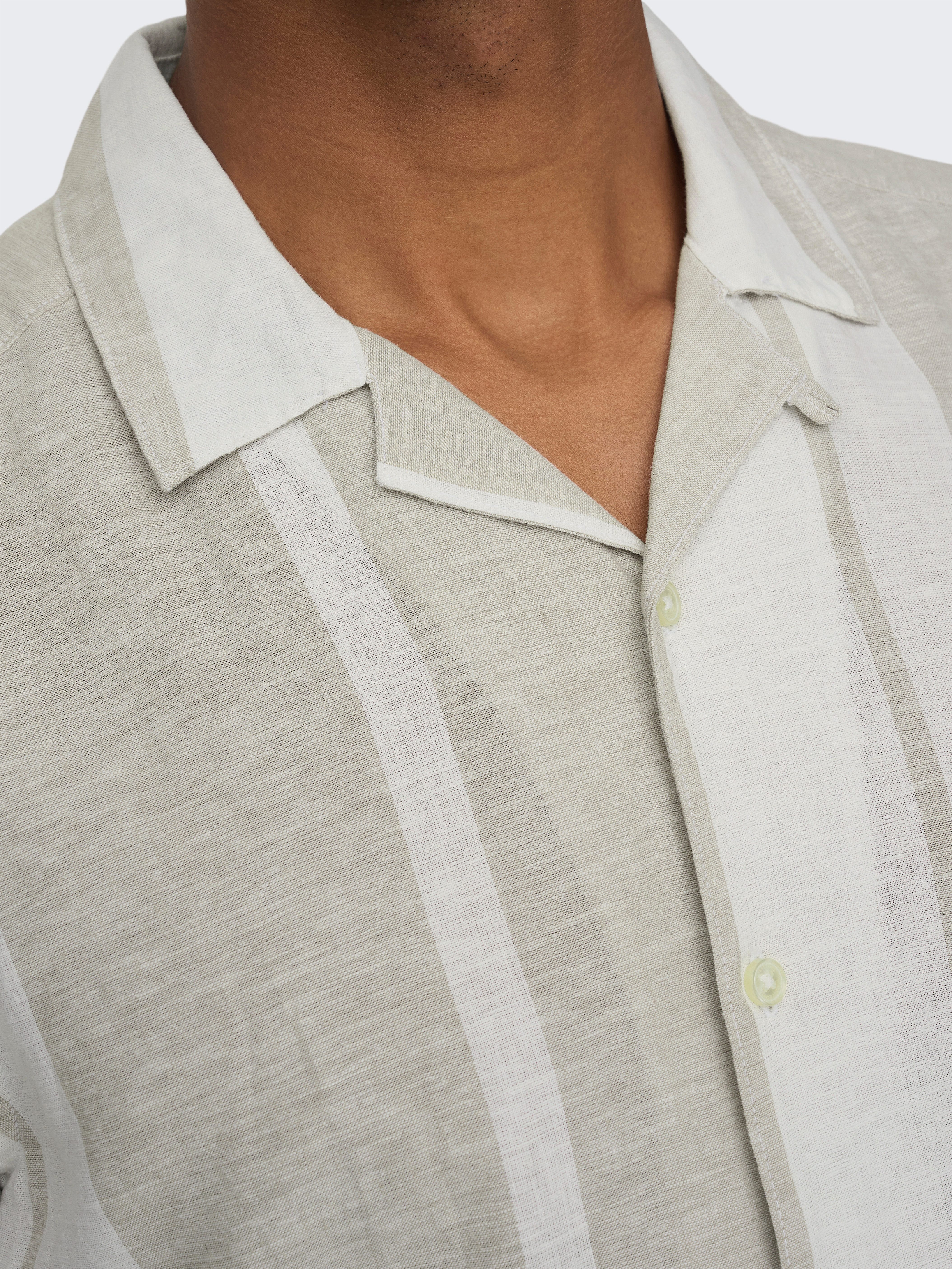 ONLY & SONS Kurzarmhemd ONSCAIDEN SS STRIPE LINEN RESORT NOOS