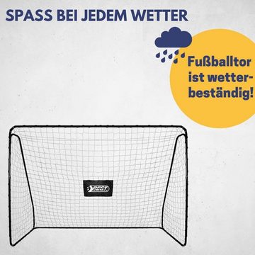 Best Sporting Fußballtor Fußballtore für Garten, Kinder 213x152 cm, Hochwertiges Kindertor mit weißem Netz & Heringen I Schwarz