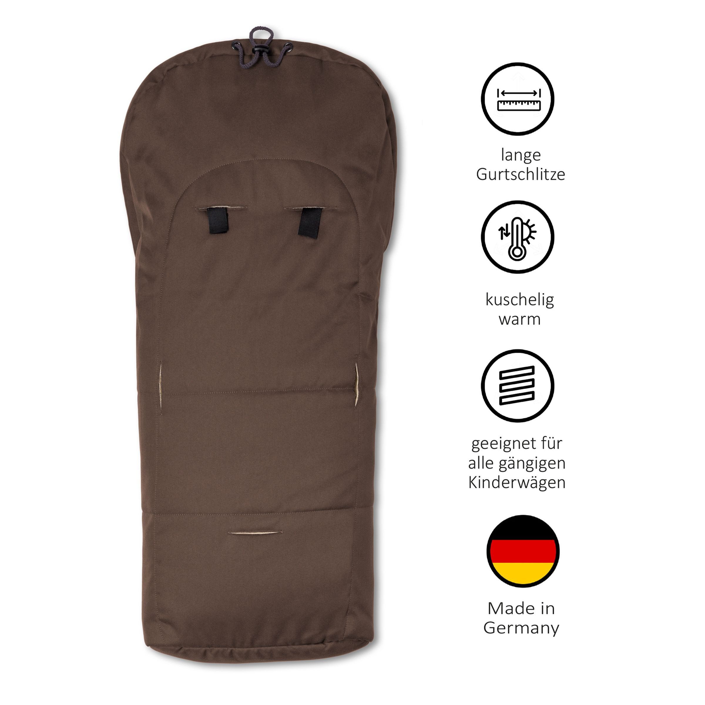 Hofbrucker seit 1948 Fußsack Lammfell-Fußsäckchen Leni für Babyschale und Kinderwagen, warmer Winterfußsack mit echtem Lammfell wind- und wasserabweisend