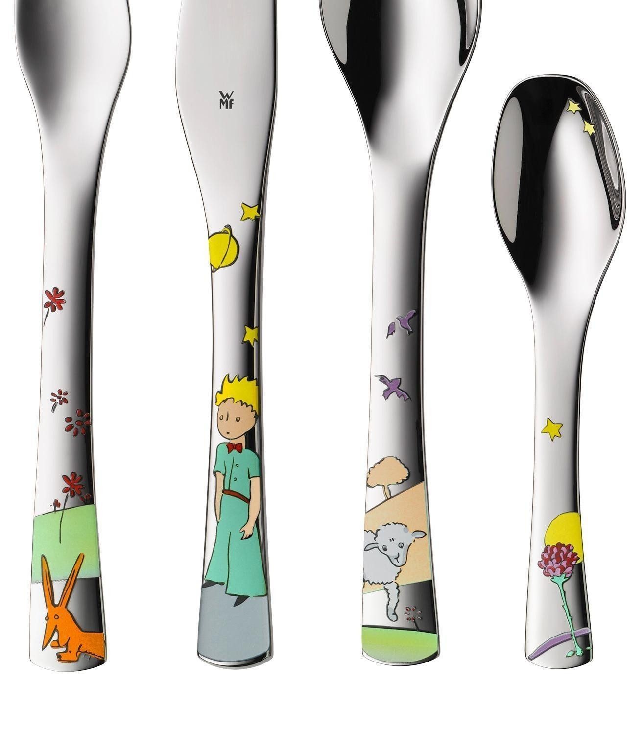 WMF Kinderbesteck DER KLEINE PRINZ, Cromargan Edelstahl 18/10, (4-tlg), 1 Personen, Cromargan® Edelstahl Rostfrei 18/10, Motive mit Der kleine Prinz