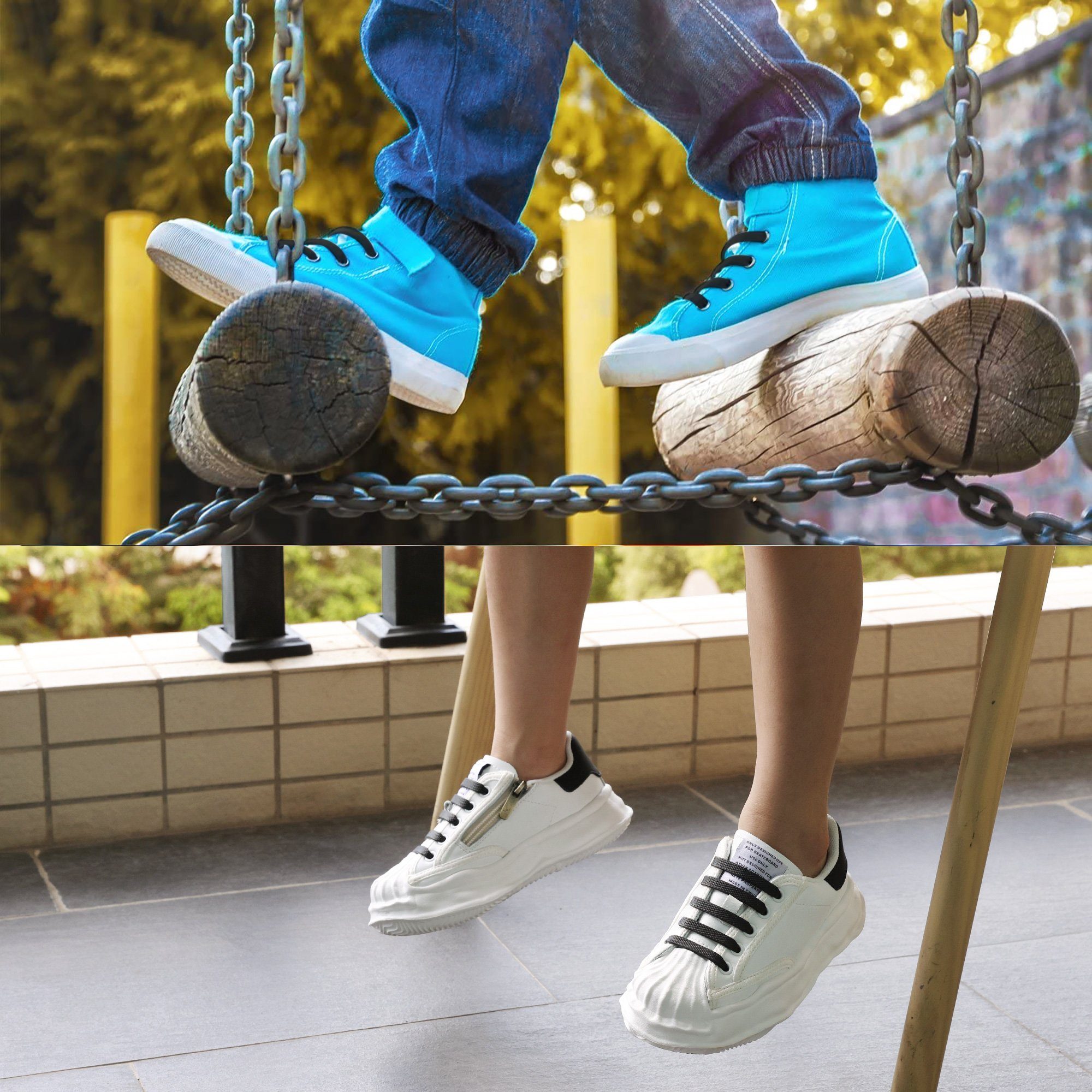 kwmobile Schnürsenkel 12x Elastische Schnürsenkel aus Silikon, Schnürband ohne Schuhe binden - Schuhbänder für Kinder