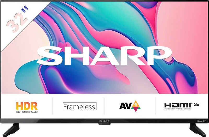 Sharp 1T-C32FDx LED-Fernseher (81 cm/32 Zoll, HD-ready, Smart-TV, Roku TV nur in Deutschland verfügbar, Rahmenlos, HDR10, Dolby Digital)