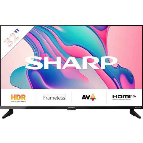 Sharp 1T-C32FDx LED-Fernseher (81 cm/32 Zoll, HD-ready, Smart-TV, Roku TV nur in Deutschland verfügbar, Rahmenlos, HDR10, Dolby Digital)