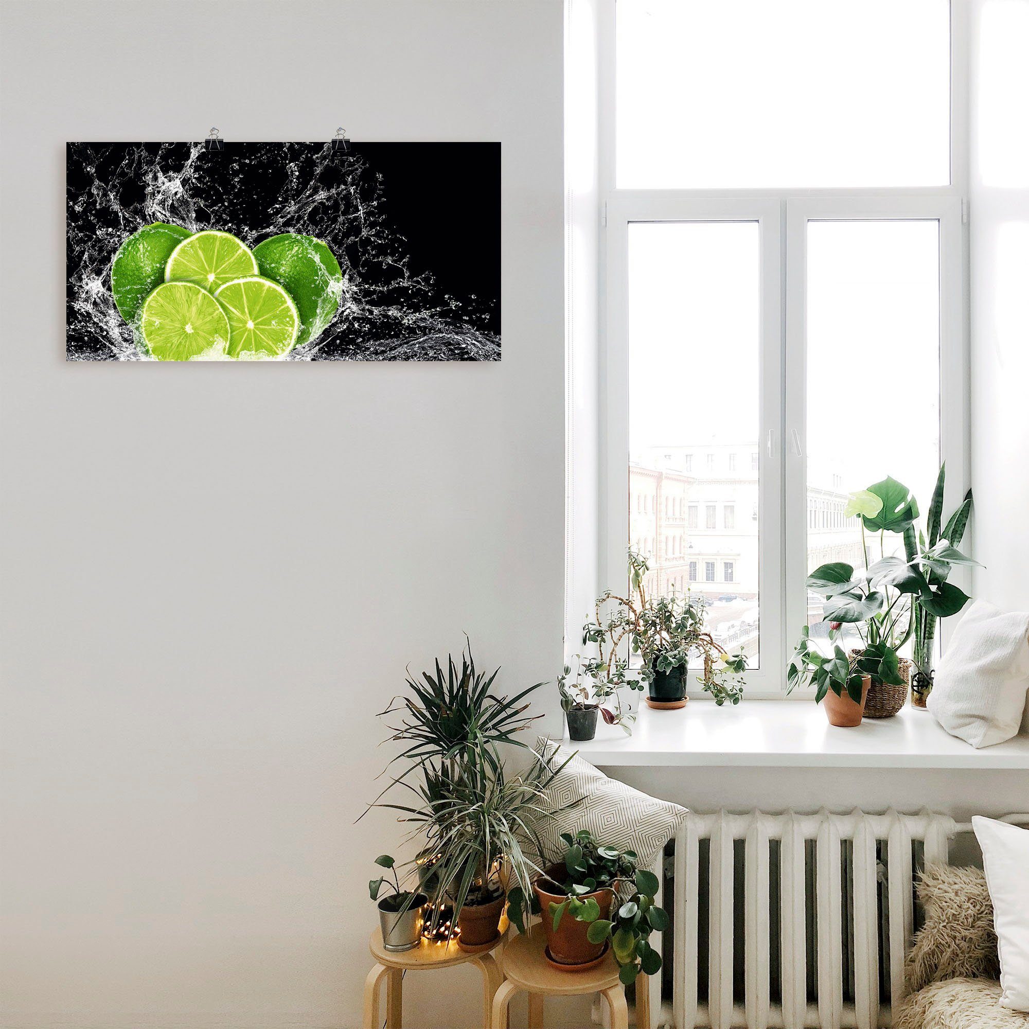 als Spritzwasser, mit Leinwandbild, Bilder St), Poster Größen Alubild, oder Limone in Artland Obst versch. Wandaufkleber Wandbild (1