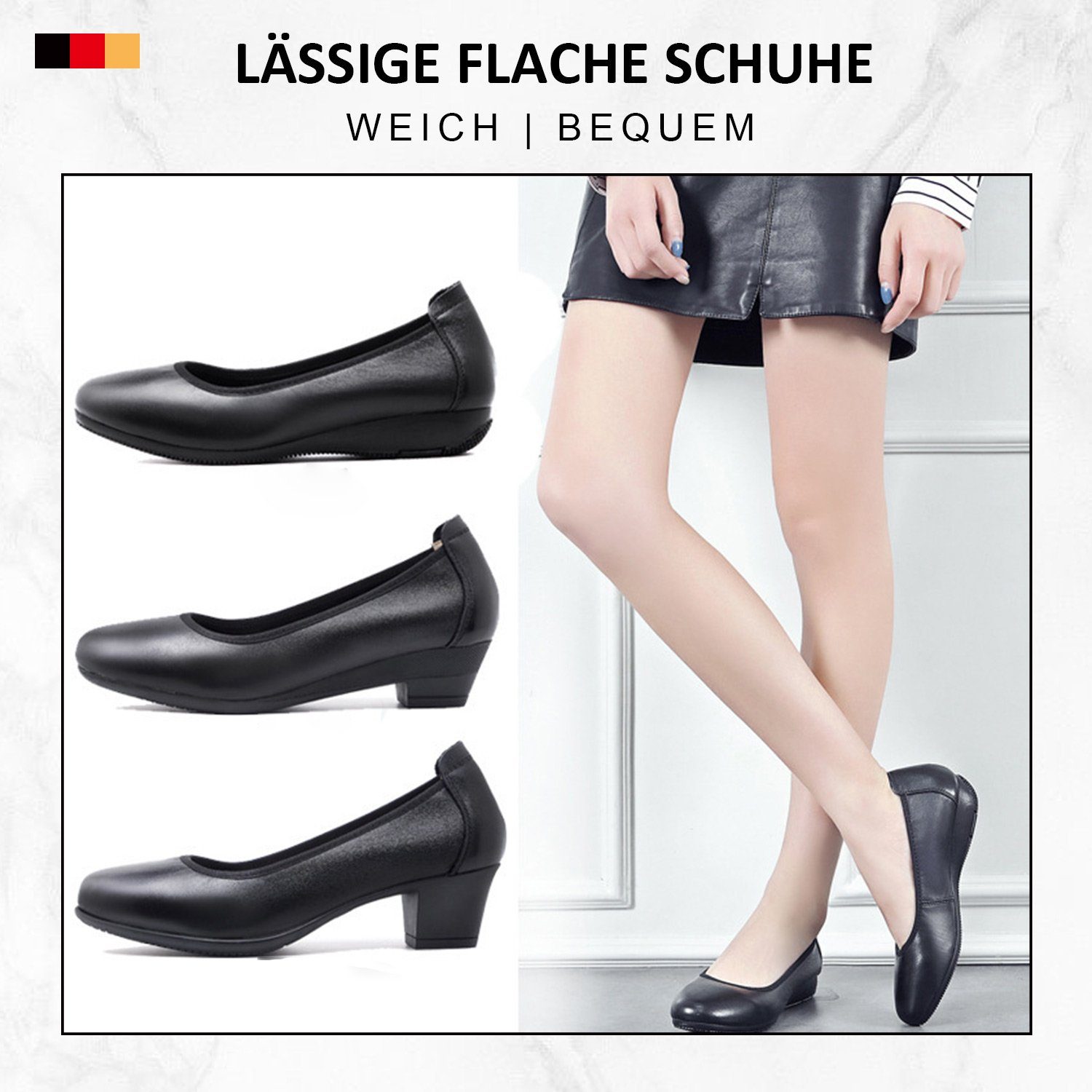 Schuhe Linie in mit Schwarz006 Bequeme geschlossener runder Frauen Zehenpartie klassischer Pumps Pumps formelle MAGICSHE